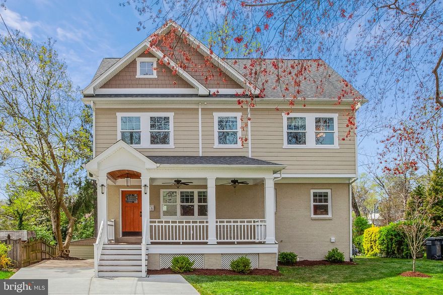 Set on a quiet cul-de-sac in Falls Church City, this stunning 5-bedroom, 3½-bathroom Craftsman offers 3100+ square feet of well-planned living space on a tranquil ¼+ acre lot that backs to Cavalier Trail Park. On your way inside you'll notice a large, welcoming, covered front porch. Inside, on the main level, you'll find a spacious dining area and family room, plus a private office with built-ins. The updated kitchen shines with freshly finished cabinetry, new quartz counters and new stainless steel appliances, seamlessly flowing into a living room with gas fireplace. Upstairs, find a spacious primary suite with large ensuite bath and walk-in closet, two additional bedrooms and a hall bath, and a conveniently located laundry room with built-in storage. A second upper level with a fourth bedroom and large playroom comes plumbed for an easy ensuite bath addition. The lower level features a rec room with fireplace, a fifth bedroom, a full bath, a storage room and mudroom with rear walk-up access. Out back, find a lovely rear patio, HardiPlank sided storage shed, and an expansive, flat, back yard. Perfectly situated near both East and West Falls Church Metros, I-66, and Falls Church City schools, parks, shops and restaurants! Please note: property is in AE flood zone but does NOT require flood insurance because house in not in flood zone.