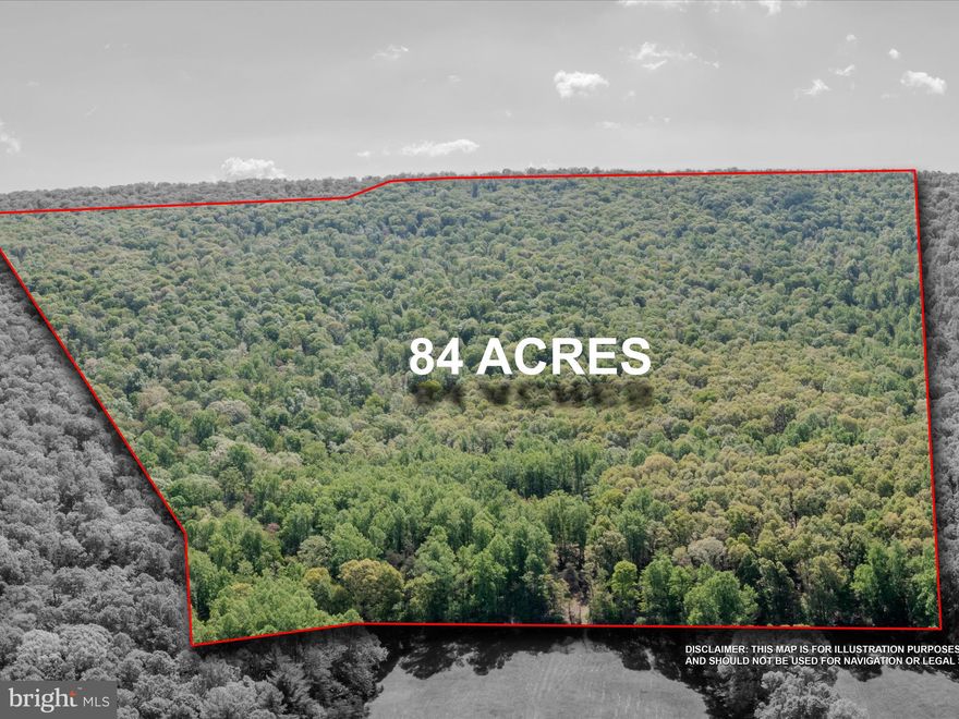 Rare opportunity to own 84 unrestricted acres bordering 22,000 acres of wildlife area near Berkeley Springs, West Virginia. The property is filled almost exclusively with beautiful hardwood trees and plenty of peace and quiet. Incredible seasonal views and some cleared areas.  An additional 45 acre parcel adjacent to this parcel is also available. Semi maintained  roads and a few seasonal streams.  Call your realtor today to schedule a showing!