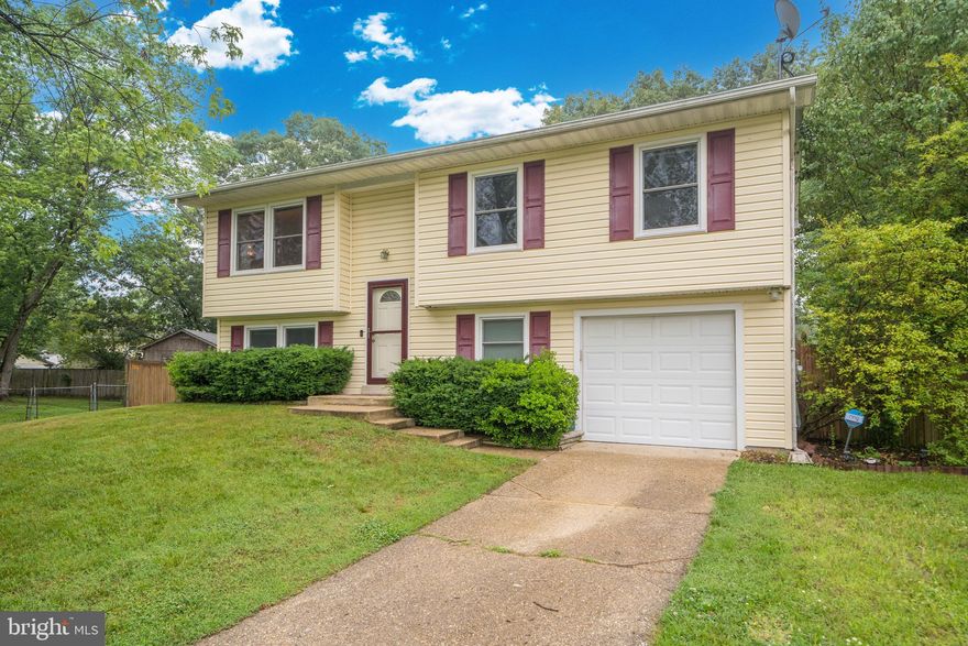 Welcome home to this well-maintained, freshly painted split-foyer that sits on a cul de sac. Home boasts a kitchen with stainless steel appliances, 4 bedrooms, 2 full baths, large deck off the kitchen with stairs that lead to the large fenced backyard. The basement features a large bedroom, full bath w/new shower, mud room and laundry room w/washer & dryer. All of this and No HOA! Close to restaurants, shopping, commuter lots, AAFB, Joint Base Anacostia-Bolling , NSF Indian Head & National Harbor. Easy commute to DC, VA.