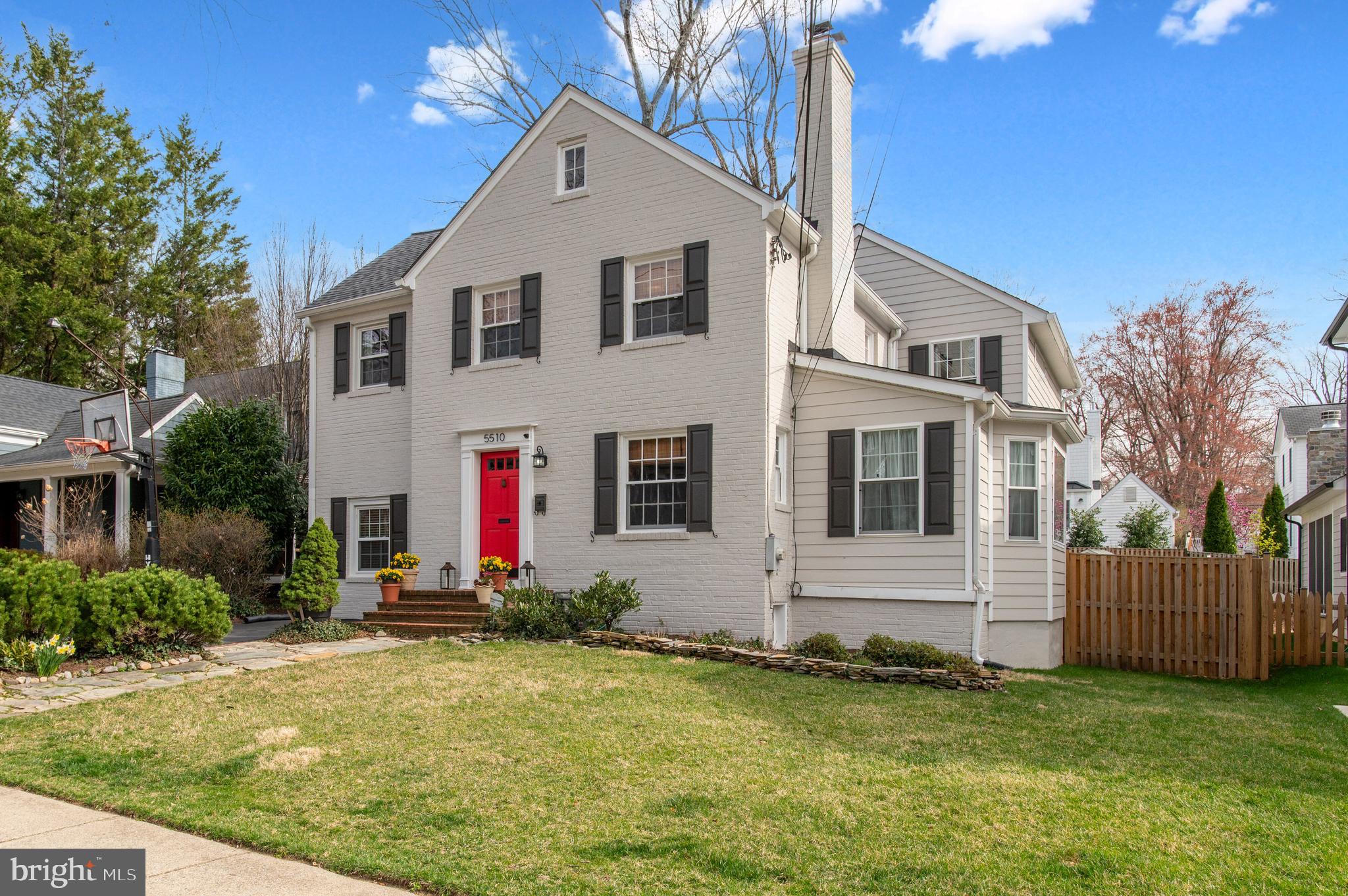 This beautifully updated and expanded colonial is situated on a quiet street featuring a flat, well-manicured backyard and a spacious floor plan with incredible flow for entertaining and everyday living. The interior is bathed in natural light and features classic details such as arched doorways and hardwood floors throughout. The formal living room offers a wood-burning fireplace, built-in bookshelves and flows seamlessly into the elegant dining room. The updated, eat-in kitchen includes sleek quartz countertops, a subway tile backsplash, stainless steel appliances and a breakfast nook with French doors leading to the deck. The deck is the perfect space to enjoy morning coffee or to dine al fresco on a warm summer evening. Rounding out the main level is a spacious family room addition with gas fireplace and oversized windows, along with a den that is currently set-up as a home gym with the option to have a main-floor bedroom or formal office space.
Upstairs, the primary suite stands out with soaring ceilings, a separate sitting room, a custom walk-in closet, and a spacious en suite bath with a soaking tub, separate shower and dual vanities. Two additional bedrooms and a hall bath complete the second floor. The finished lower level offers a versatile recreation room that could serve as a playroom, home office with a built-in desk, or guest suite, with easy access to the full bathroom. This level also features a laundry area. The exterior serves as an extension of the home with an expansive deck that overlooks a lush, fenced-in backyard with blooming shrubs, a fire pit area and a storage shed. The charming quaint Huntington Terrace neighborhood is a close knit neighborhood that hosts parties and parades throughout the year. Located a short walk or bike ride from downtown Bethesda and the Bethesda Trolley Trail, Bradley Hills Elementary School and park, and steps from Greenwich Neighborhood Park, this home offers the perfect blend of suburban living and city convenience. It’s within close proximity to the Metro and major commuter routes as well as all the shops, restaurants, and amenities Bethesda has to offer.