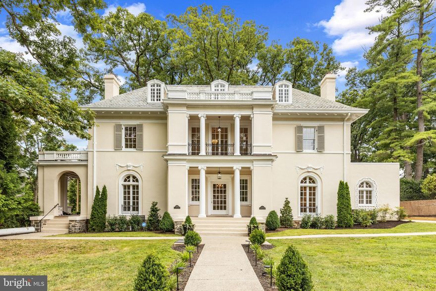 Thoughtfully Restored 7 Bedroom 5.5 Bathroom quintessential Guilford home. This sprawling historic masterpiece, built in 1913, has over 8,500 square feet of living space and was originally designed and built for John E Greiner, a well-known Baltimore & Ohio Railroad bridge engineer who took part in the design and build of the original Chesapeake Bay Bridge. It is the creation of famed architects Ellicott & Emmart, who favored burly versions of the Colonial Revival and the French Beaux Arts traditions, and are well known for fusing the two together to produce original architecture just as this. Freshly restored ornate details can be found throughout the home (original wood floors, columns, doors, molding, Wedgewood, sconces, book cases, etc.), paired alongside reinvented spaces with new modern updates (All new kitchen w/ Wolf Appliances, main level wine room, new marble bathrooms, expansive primary suite w/ walk-in closet w/ its own balcony and large luxurious primary en-suite bath, an elevator, 3 new HVAC systems, 2 car garage, etc.) all harmonizing together to make this an exceptional one-of-a-kind residence. The Exterior was not to be overlooked either in this extensive restoration with the completely refreshed patio making for a spectacular indoor / outdoor expansion of living space with multiple access points across the main level. The basement has also been expanded and fully finished to include multiple storage spaces and even a secret entrance via murphy door and a brand-new interior and exterior copper gutter system with decorative cornice, matched to the original on the home, was also just completed by Fick Brothers. Along with the creation of this residence, architects Ellicott & Emmart are additionally responsible for many other notable homes and buildings in the area which include the St Davids Episcopal Church in Roland Park and the Women’s Club of Roland Park.