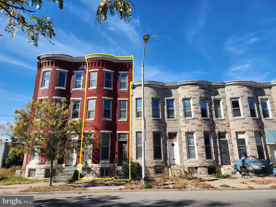 ONLINE AUCTION: Bidding begins 6/9/2025 @ 10:00 AM. Bidding ends 6/11/2025 @ 11:50 AM. List Price is Suggested Opening Bid. The property is a 3 Story End Unit Townhouse located in the Midtown-Edmondson neighborhood of Baltimore, Maryland. The area is home to several attractions, including Grace Medical Center, Coppin State University, and Mondawmin Mall. Additionally, the West Baltimore MARC Station provides convenient access to other parts of the city, while Leon Day Park offers green space for recreation and relaxation. The property is believed to be a shell, in need of complete renovation.  Deposit: $5,000.