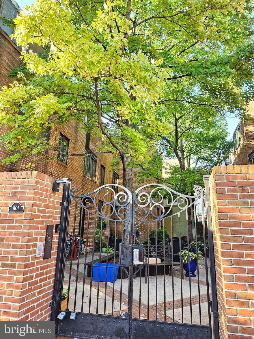 Gorgeous -801 S St Unit H is the  ideal home! From the moment you enter the serene gated courtyard you're greeted with mature shade trees, and  a lovely open space design. This 3 story townhome is  3 bedroom plus den,  2 and a half bath  offers a large living room that flows to a  private patio, hardwood floors throughout, lots of wonderful light through the large windows, full size dining room on the lower level, and an upgraded modern kitchen! The kitchen features gleaming granite countertop, abundant of cabinet spaces, gas stove, stainless steel refrigerator, dishwasher, and perfect space to cook.   Unit H  is a quiet oasis in the midst of wonderful city amenities such as Whole Foods market, steps from a myriad of the finest restaurants and BYOB's, public transportation, movie theaters, world-class orchestra and theater, Washington Square Park, and other benefits of a walking City life!  Public transportation is easily accessible on all corners of the city. This home is situated in a prime location and convenient to numerous attractions.  Come visit and make this your new home!