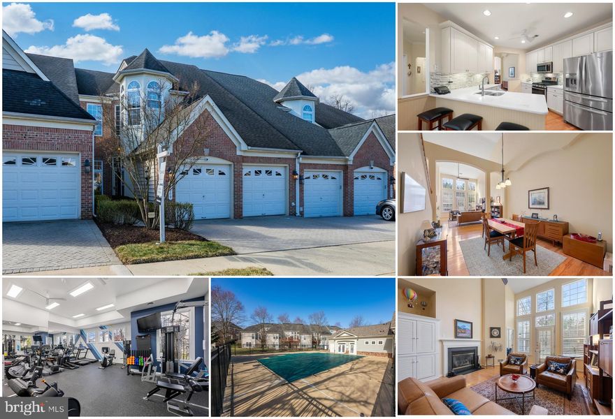 Welcome to this exquisite brick villa, the pinnacle of elegant living in the heart of Cascades at the 55+ Central Parke at Lowes Island. This sophisticated residence spans 2,500+ square feet, perfectly designed for those who appreciate fine craftsmanship, convenient amenities, and a low-maintenance lifestyle.

Step inside to discover an inviting two-story living room that exudes grandeur with its custom armoire and gas fireplace, creating a warm and stylish ambiance. The eat-in kitchen is a chef's delight, featuring quartz countertops, stainless steel appliances and ample space for culinary creations. A custom pantry addition provides generous storage. Unlike most other kitchen layouts in the community, this one has been opened up to the adjacent dining area for added convenience. The elegant dining area with double-height ceiling is perfect for hosting all of your dinner guests.

The main level hosts a serene primary suite with en-suite bathroom that boasts a separate shower and soaking tub, dual vanities and two walk-in closets. The bedroom offers tranquil wooded views, providing a peaceful retreat. This level also includes a versatile library or den with French doors, ideal for a home office or quiet reading nook. The rear patio provides an outdoor escape with the privacy of backing to landscaped common area without any neighbors directly behind the home for added privacy.

Upstairs, two additional spacious bedrooms share a full bath and a large unfinished space provides abundant storage. The main-level laundry room adds convenience while the oversized two-car garage offers ample space for cherished autos. An additional two parking spaces in front plus community guest parking is great for visitors.

The Cascades community amenities are unparalleled, featuring basketball courts, access to a bike trail, community center, exercise room, community club house, outdoor pool, tennis courts, and playground. Whether you're looking to stay active or unwind, the options are endless.

Enjoy all that the area has to offer including access to multiple pools, fitness center, nearby Algonkian Park for hiking and boating adventures, and Trump National Golf Club just 5 minutes away. Embrace a lifestyle of elegance and leisure at this remarkable residence. Don’t miss the opportunity to make 20909 Royal Villa Terrace your new home.