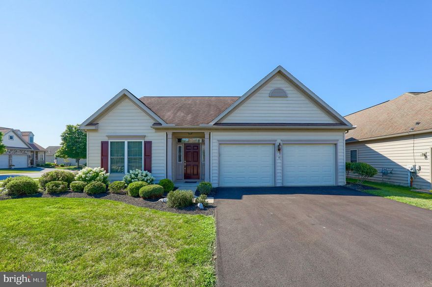 Welcome to Watson Run, a 55+ community in the village of Intercourse.  Corner lot backing to large open space.  9' high ceilings, open kitchen with island and all appliances included.  Great room with cathedral ceiling and gas fireplace, sun room, 1st floor laundry with washer and dryer.  3 bedrooms including master suite with walk-in closet and full bath. New water heater and Furnace.  Community pool, exercise and club house.