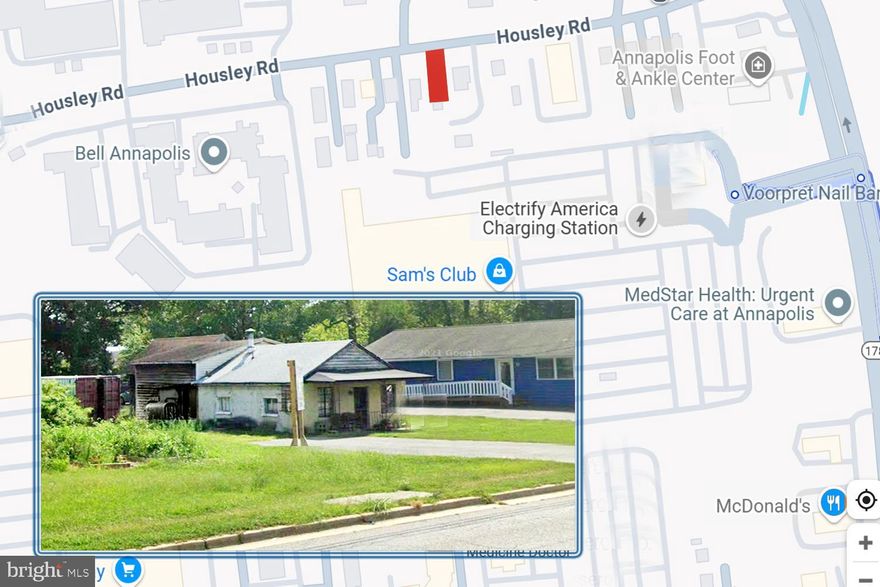 VALUE IS IN THE LAND!  PRIME .25-ACRE LOT ZONED C2/Residential & Commercial on Housley Road, the extension of Annapolis’ main artery Bestgate Road!  CENTRAL TO THE ANNAPOLIS BUSINESS HUB encircled by WESTFIELD MALL/TOWNE CENTRE MALL/GATEWAY VILLAGE MALL!  The lot offers public water/sewer, but the current structure is basically a teardown/total rehab with paved multi-vehicle parking and open green space across the road.  Profit from the solid reputations & clientele of surrounding businesses including Sam’s Club, Best Buy, Safeway, & McDonalds!  Housley Road is also populated by popular apartment complexes and the Radisson Country Inn & Suites to enhance your business traffic!  ENVISION YOUR BUSINESS FUTURE FROM THE GROUND UP! (Building currently used as residential home that is a total rehab or replacement.)