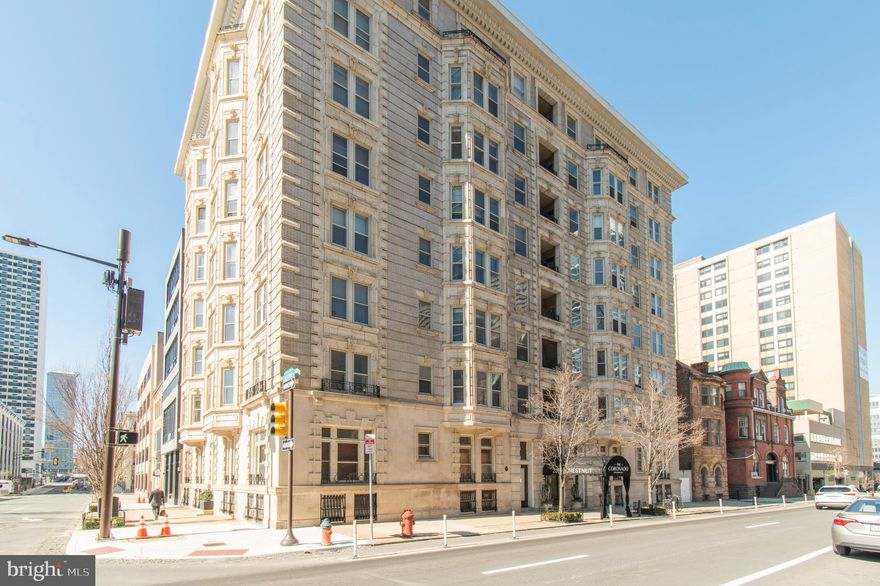 Beautiful spacious condo in Rittenhouse with gleaming hardwood floors, stainless steel appliances and washer/dryer combo and Central AC in the Pre-War style Conorondo Codominiums. At 22nd and chestnut, it's a perfect location within walking distance to Rittenhouse Square, award winning retaurants and cafes, public transit and 30th St station. One of the best values in Rittenhouse Square, this won't last long! Heat, A/C and water included (Tenant pays cooking gas and electricity for lighting).
LIVE IN GRAND STYLE AT THE CORONADO! 1 Bedroom + Den/1 Bath classic condominium unit in unique Historical Pre-war building built in 1909! Building boasts an Historical Facade, Grand stairway and lobby, refinished hardwood floors, and lots of large windows. Why not SIMPLIFY YOUR LIFE AND LIVE IN GRAND STYLE!  $500 each move in/move out fee if move-in/move out are completed in one day. $1000 for multi day move (not to exceed 5 days). Move-ins/move outs are permitted M-F 9AM-4PM. $250 new lease fee. No cats please. Available for July occupancy.