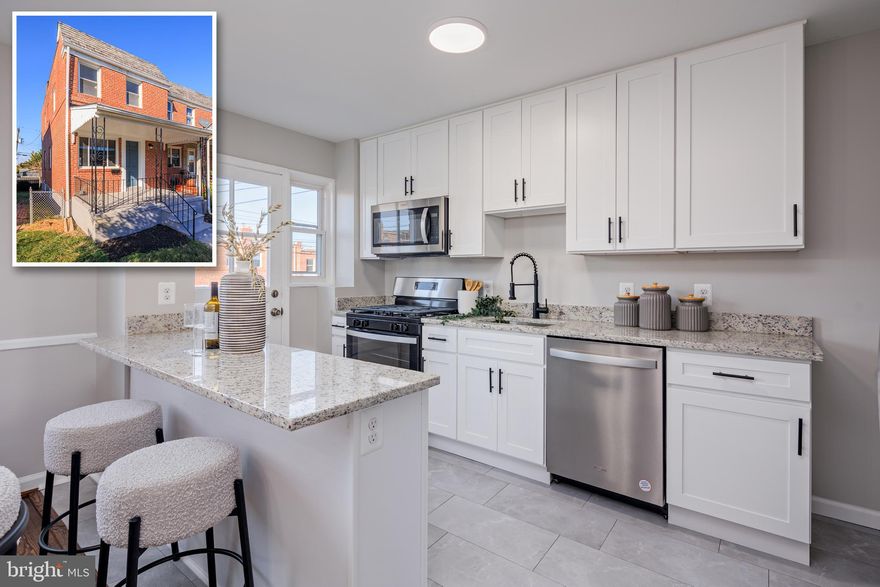 Charming Renovated End Unit Row Home on a Quiet Baltimore County Street! Welcome to this beautifully updated row home in Baltimore County, nestled on a peaceful street. The main level greets you with a blend of refinished hardwood floors and new luxury vinyl plank flooring, creating a warm and inviting ambiance. Enjoy an open-concept kitchen and dining area, perfect for entertaining. The kitchen has been fully remodeled with custom white shaker cabinetry, elegant granite countertops, and stainless steel appliances for a modern, stylish touch. Upstairs, you'll find three spacious bedrooms and a fully renovated bathroom. The finished basement provides additional living space with a second full bathroom, offering flexibility for a guest suite, family room, or home office. Outside, relax on the cozy front porch or enjoy the back deck off the kitchen, ideal for outdoor gatherings and grilling. Don’t miss this stunning, move-in-ready home—schedule a showing today and experience the blend of classic charm and modern convenience! MULTIPLE OFFERS - HIGHEST AND BEST DUE BY SUNDAY 11/10 @ 6pm.