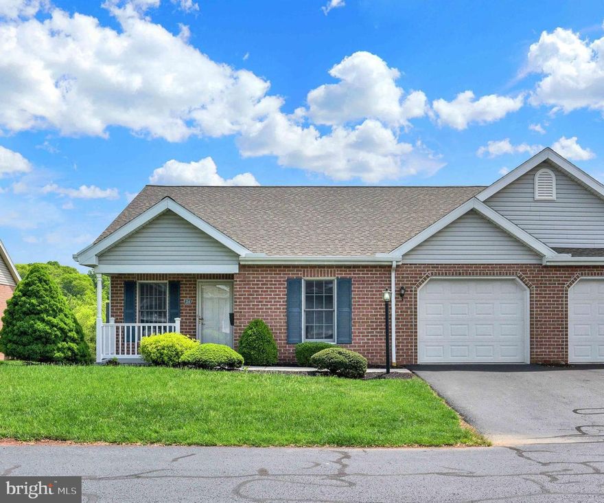 Welcome home to this meticulously maintained, updated rancher in highly sought after 55+ Bent Creek Crossing! One level, maintenance free living at its best, with a great covered front porch for relaxing!  As you walk through the front door, you’re greeted by gorgeous hardwood flooring that flows through most of the main level living area. The kitchen has been nicely updated and boasts new tile backsplash, all new stainless steel appliances, beautiful quartz countertops, complete with island and pantry. This end unit has been freshly painted and boasts plenty of natural light and open floor plan with crown molding, recess lighting and lovely window bench with storage, a great reading nook. A cozy fireplace is the ideal spot for those cold PA winter evenings. The composite deck is perfect for enjoying your morning coffee and also makes entertaining a breeze with a direct gas line for a grill. After a long day, retreat to your primary bedroom and ensuite complete with new flooring, lighting and chair-height toilet. A second bedroom and hall bathroom with new toilet, flooring and lighting complete the main level. For even more living space, check out the finished, walk-out lower level. An additional bedroom is located on this lower level with another spacious bathroom. The large family room makes for a great playroom for grandkids, craft/sewing room or rec/game room. Walk out to a great patio to enjoy the peaceful neighborhood. You will have plenty of storage space in the 2 unfinished rooms. Updated energy efficient heat pump and water heater. This home has an expanded lighting to include: recessed lighting in every space of the house. In addition, each of the spacious closets have built in lighting that is sure to please. Enjoy maintenance- free living with a monthly fee that covers lawn care, snow removal, exterior maintenance and the upkeep of common areas. Don’t forget to take advantage of the neighborhood clubhouse for social gatherings and activities. This home is a joy to own!