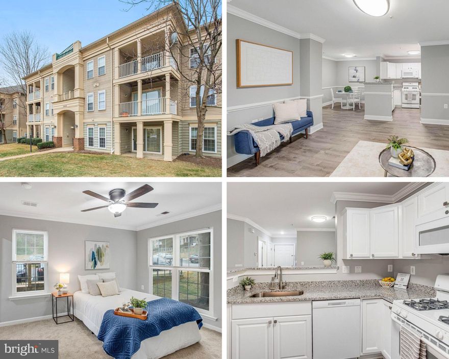 Welcome home to Summerhouse! This bright and airy first floor garden-style condo is the picture of modern elegance with an abundance of recent contemporary updates! Sleek new luxury vinyl plank flooring (2025) greets you at the front door and leads you into the bright updated kitchen. Here you’ll find abundant refinished cabinets and gleaming granite countertops (2025), plus a brand new stove and dishwasher (2025). The peninsula bar opens the kitchen into the elegant dining room and light-filled living room, both featuring sophisticated crown and chair rail molding. With this open concept floorplan, your new home is ideal for entertaining family and friends. On one side of the living room you’ll discover the primary bedroom suite, boasting new plush carpeting (2025) a large walk-in closet with a custom closet system, and a tasteful en suite bathroom with a new vanity (2025) and modern fixtures. On the other side of the home, the second bedroom includes its own private bathroom, soft carpeted flooring, and a wide closet. In-unit laundry with newer washing machine (2023) and dryer (2020) is provided for your convenience. From the living room, step outside onto your covered patio to enjoy your morning coffee or get a breath of fresh air!  Major system updates include all new windows and sliding door (2023) and a new water heater (2023) for greater peace of mind. Conveniently located just minutes to Wegmans, Target, Walmart, Potomac Mills, Stonebridge at Potomac Town Center, Alamo Drafthouse Cinema, Sentara Health Center, Neabsco Regional Park, and Historic Occoquan. Quick access to I-95 Express Lanes, Route 1, Prince William Parkway, Gordon Boulevard, Minnieville Road, and Telegraph Road for easy commuting. Schedule a private tour of your beautiful new home today!