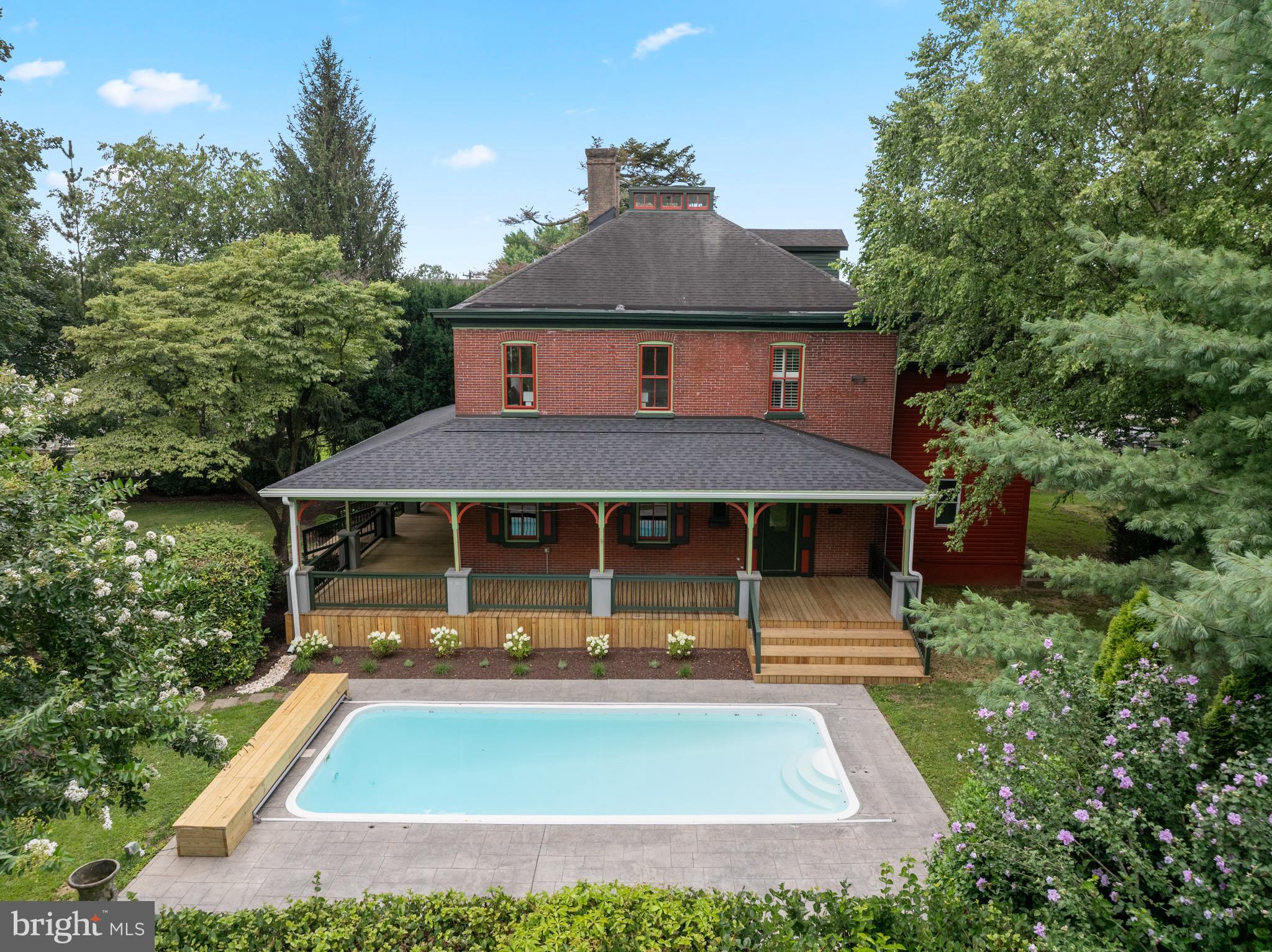 Welcome to 150 E Dutton Mill Rd in Rose Tree Media School District. This gorgeous brick victorian home is full of charm and offers all of today's amenities. Set back off the road you enter your driveway and enjoy the mature landscape view of your brick estate home, accompanied by a long driveway, manicured gardens, flat yard and of course in ground pool. Welcomed by a magnifique wrap around porch, you can enjoy every morning and evening relaxing in privacy. Inside you will find high ceilings, tall doors, large windows, hardwood floors as well as victorian trim throughout. The large rooms are welcoming and bright, the kitchen perfect for a chef and entertaining and the home ready for a new owner. On the second floor you will find 3 spacious bedrooms, 2 full bathrooms of which one is a primary suite. The third floor has two additional bedrooms as well as a full bathroom. Other amenities include a full basement perfect for a wine cellar, huge wrap around porch, tranquil inground pool and of course a fenced in yard. Welcome home.