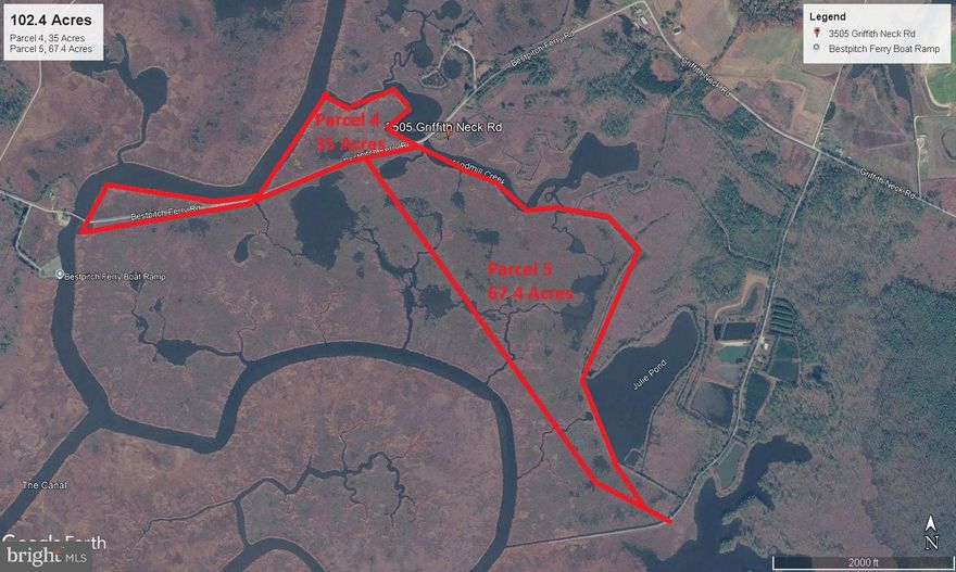 102.4 Acres of prime waterfowl hunting. Property is 2 parcels. Parcel 4 is 35 Acres and Parcel 5 is 67.4 Acres.
Parcel 5 was subdivided in January of 2026 and was originally 131 Acres.