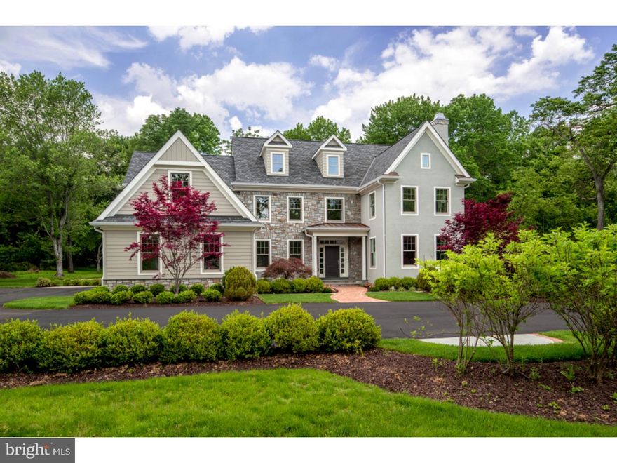 New Construction! This beautiful 7300 sq foot, 5 bedroom home is located on a premium 2 acre lot on the prestigious Main Line. For the discriminating homeowner who is only satisfied with a quality product, this is a must see! This elegant and sophisticated home blends today's hottest must haves with classic refinement. Southern exposure bathes this stylishly chic home with natural sunlight throughout! The exquisite gourmet kitchen, designed by Spogue Interiors of Wayne, features the most envious decor as well as the highest quality features-Thermador Appliances, Quartz countertops, refrigerator draws, wine refrigerator, and Signature cabinetry. The distinctively upscale design to this home is preserved with a streamlined stainless gas fire feature in the living room and an exclusively unique masonry with gas option fireplace in the family room. Today's family needs were anticipated with an office/study, a supplemental washer and dryer on the ground floor and electric car charger located in the 3 gar garage! Bedrooms delight, as does the lower level with bright open entertainment areas, bar, yoga room, and home theater! Exterior hardscapes, paths and patios, foretell the comprehensive quality found at this address! The landscapes were designed by Ehrich and Ehrich Landscape Architects, with a future pool in mind. This exceptional home addresses excellence on the Main Line!