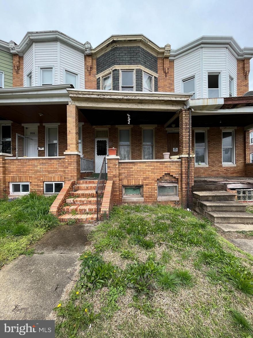 Investor Special in Belair-Edison! Don’t miss this value-add opportunity at 2936 Clifton Park Terrace, a 3-bed, 1.5-bath rowhome located just steps from Clifton Park. While the property sits adjacent to a vacant home, the block remains quiet and stable — with strong comps and high investor activity in the area. With a low entry price and ARV potential of $250K+, this is a great candidate for your next flip or BRRRR project.
Home will require renovation but has solid bones and features a fenced backyard and double rear porch.