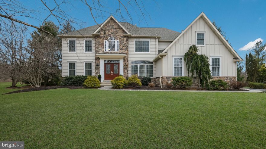 Custom Built Colonial offering 5 beds, 3.5 baths, 3 car garage, in-ground pool/spa and a finished basement in a picturesque setting in beautiful Fox Hunt Estates. Traditional floorplan with 9' ceilings and hardwood flooring throughout 1st floor. French doors off the 2-story foyer open to the spacious private office with built-in cabinetry.  The living and dining room are detailed with custom crown molding and chair rail for formal entertaining.  The gourmet cherry kitchen with granite counters, stainless steel appliances, breakfast bar & pantry, adjoin a bright breakfast room which leads out to the covered multi-level rear deck overlooking the in-ground pool & spa.  Just off the kitchen is the warm and inviting family room featuring a floor to ceiling stone gas fireplace.  A spacious laundry room and hallway powder room complete the 1st floor.  The 2nd floor offers a spacious primary suite with plenty of closet space, including a large 'closet/dressing room' with built-ins, plus a cedar lined suit closet, and large walk-in storage closet.  The primary bathroom features a luxurious soaking tub, walk-in tiled shower with bench, dual vanities , water closet and linen closet.  Four additional bedrooms, include a 'princess suite' with full bath, a hall bathroom with tub/shower and dual sinks. The finished basement offers over 1,000 sq ft open concept with areas ideal for recreation, TV, workout, hobbies, etc., plus plenty of storage.  This prime lot provides a peaceful rear setting with the spacious covered deck offering a quiet place to enjoy the outdoors. The heated in-ground pool is fenced-in with spacious patio areas to enjoy full-sun all day, to splash and swim and play. Just beyond the pool fence there's plenty of backyard space for kicking a ball around, and enjoying nature, including watching the deer and other wildlife that love to stroll by from the nearby woods.  Note: Listing Agent is Seller.