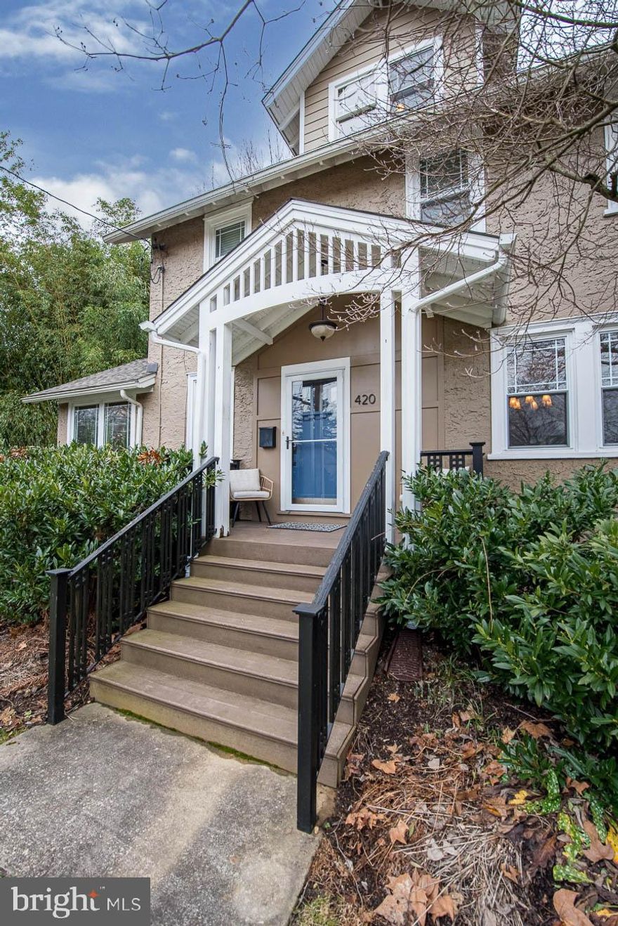 Welcome home! 420 Park offers the ideal balance of old-world charm and modern convenience, making it perfect for hosting a festive holiday gathering or enjoying a quiet evening with loved ones. Not to mention the fabulous location!  You are only 3 blocks away from The Ville. 
Spanning nearly 3000 square feet, this home features a flexible layout that caters to your every need. As you step inside from the inviting sitting porch, the sun-drenched living room welcomes you with its cozy fireplace and abundant natural light pouring in through three sides of windows. Adjacent to the living area, the sunroom, currently used as a home office, offers versatile options for relaxation or recreation.
Continuing through the hardwood-floored space, you'll find a graceful dining room complete with custom wainscoting, perfect for hosting elegant dinner parties. The adjacent kitchen is huge!  Boasting a large two-tiered island/breakfast bar, stainless steel appliances with new range, granite countertops, and ample cabinet space. A conveniently located powder room (right off the kitchen) mudroom, and side entrance add practicality to daily living.
The family room is open to the kitchen and is bathed in natural light from surrounding windows and sliders to the deck.  Tucked off the side of the house, the deck is a perfect introduction to the expansive fenced backyard. 
Upstairs, you'll find three spacious and sunny bedrooms, just down the hall from the primary bedroom suite with walk-in closet and ensuite bathroom that features a double vanity and oversized shower. The third floor adds an additional finished flex space.  Rec room?  5th bedroom?  2nd office? 
Completing the tour, the basement provides unfinished yet usable space.  It features a large storage room and another recreation room with high ceilings. And lastly, the unattached garage offers additional storage space.  
Stroll down tree-lined Park Avenue to The ParkAveCommunityCenter, Borough Hall,  SEPTA Train Station, Ship Bottom Brewery, Village Vine Restaurant, Swarthmore Hardware and the Coop Food Market.  Swarthmore boasts a Blue Ribbon elementary school and is part of the Wallingford-Swarthmore School District. This home truly embodies the perfect blend of modern living and timeless elegance, making it an exceptional place to call home.