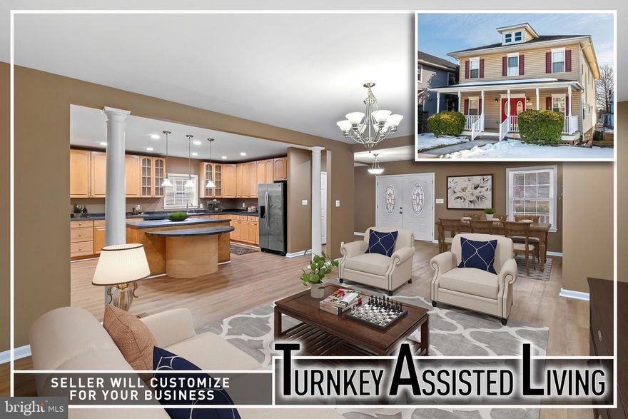 Build-to-Suit Opportunity with Exceptional Potential! Spacious colonial offering a rare opportunity for an investor or operator seeking a property ideally suited for residential care or group living. Previously utilized as a licensed assisted living facility from 2020–2025, this property is thoughtfully configured and ready for its next chapter. The owner is willing to build out the existing 5 bedroom  floor plan to accommodate up to a 12-bedroom, 2.5-bath layout designed to sleep up to 15 residents. A $40,000 build-out allowance is included in the list price, providing flexibility to tailor the space to your operational needs. Interior features include hardwood flooring throughout and a generously sized island kitchen with abundant cabinetry—perfect for high-volume meal preparation. The inviting covered front porch creates a welcoming first impression, while the rear deck overlooks a spacious yard with the potential to add ample off-street parking. The property currently holds a U&O as a single-family home and offers strong potential for approval as a 15-bed residential facility. Ideal for assisted living, transitional housing, or other residential care uses (buyer to verify zoning and licensing requirements). A unique, income-producing opportunity with infrastructure and history already in place.