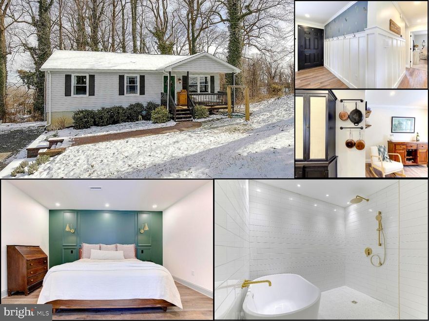 Welcome to this charming rambler-style house that is Pinterest Perfect! This delightful home features 4 bedrooms and 2 full bathrooms, offering a cozy and functional living space. Step inside to discover the luxury vinyl plank (LVP) flooring that spans throughout the home, providing durability and a contemporary aesthetic. The kitchen boasts a stylish quartz countertop and a beautiful backsplash. The guest bathroom has been updated with beautiful tile work, including subway tile shower, updated vanity and lights. The living room downstairs is a haven of relaxation, featuring custom-built recessed wall shelving for added charm and functionality. Throughout the home, you'll find beautiful crown molding and board and batten molding, adding character and sophistication throughout the home. The basement reveals an amazing master suite, complete with a beautifully renovated master bathroom. Dual vanities, a tile floor, subway tile, and a free-standing tub create a luxurious retreat. A sitting room off the master bedroom, equipped with a wet bar, provides a perfect spot for unwinding. Laundry room complete with butcherblock countertop and large cabinet storage. Enjoy seasonal Chesapeake Bay views from various vantage points on the large deck—a fantastic space for entertaining friends and family or simply basking in the beauty of the surroundings. The fenced yard not only offers privacy but also provides a safe and enjoyable space for pets or kids to play. Large shed (a HE-shed!) complete with it's own office with electric and heating/AC. Just minutes to the shopping, sight seeing, boardwalks, natures walks and beaches in the North Beach and Chesapeake towns.  Just a few blocks from Bay Front Park (Brownies Beach).  Don't miss the opportunity to make this home your own and join a great and growing community in Chesapeake Beach!