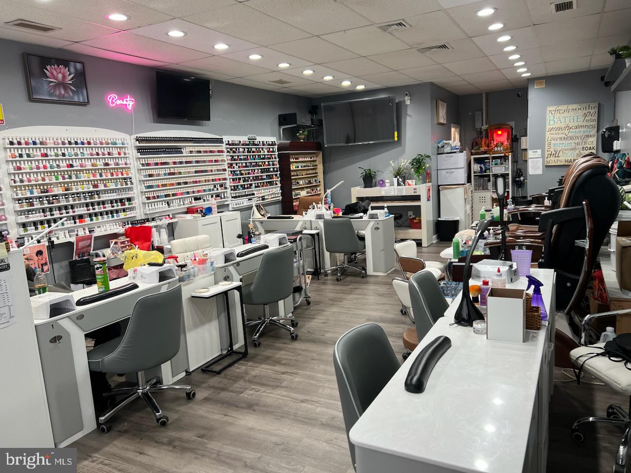 THIS IS FOR THE BUSINESS ONLY!! No Real Estate Included !
Busy nail salon located in a strip center with road signage and frontage on a high traffic volume street in North East Philly. This Salon has been updated in the past several years with most equipment (2 yrs old or less) and all inventory included. The salon has 4 years remaining on its existing lease and currently has 6 employees. All equipment is included in the sale price as well as the Client list, Website, Phone Number and LLC.
The Buyer must also be approved by the Owners of the Strip center and have all required State and Local Licenses and registrations to purchase