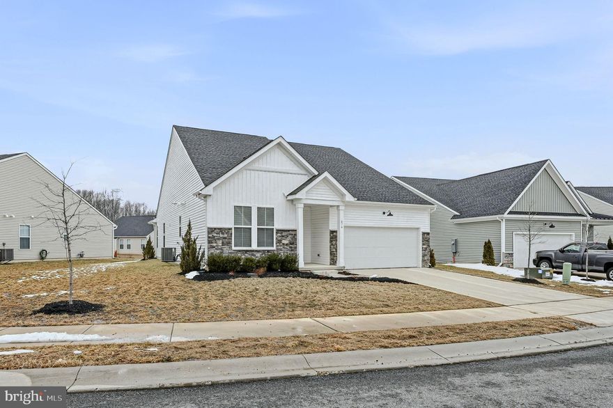 Welcome to this stunning ranch style home located in the Cascades community offering a 55+ active adult lifestyle perfectly located in Newark with just a stone's throw away from the Maryland border, University of Delaware, I95 & Route 1 and tons of shopping. Step inside to discover a spacious and bright living space with LVP flooring throughout the living area and plush carpet in the bedrooms.  This well appointed home offers 2 bedrooms, 2 bathrooms, an office with french doors, 9' ceilings, tray ceilings in the entry hallway and Primary Bedroom and plenty of recessed lighting throughout the open floor plan.  The Primary bedroom has a large walk in closet and additional double door closet, en suite bath with walk in shower,  an extra large dual sink vanity with lots of drawer space.   
The gourmet kitchen features a 7' center island with large sink, gas cooking, 42" cabinets with pull-out drawers, stainless steel appliances, wall oven & built-in microwave, and a generous size pantry for all your storage needs. 
Relax and unwind in the cozy living room with a gas fireplace, perfect for chilly evenings. The outdoor patio is ideal for al fresco dining and entertaining. 
This home comes equipped with a tankless water heater, central A/C and forced air heating for year-round comfort.  
Home is situated within close proximity to the club house/pool/fitness center.  HOA fees cover trash removal, lawn cutting, and snow removal. Don't miss your chance to own this beautiful property in a prime location. Schedule a showing today! 
*OPEN HOUSE SUNDAY 3/1 12-2!