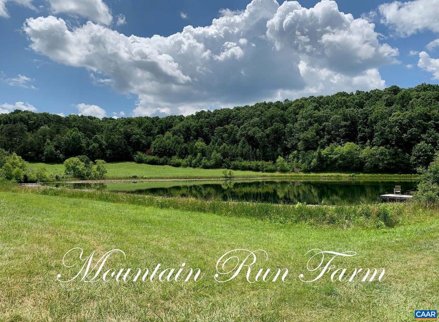 Mountain Run Farm is a beautiful private 465.9+ acre, idyllic country retreat, offering an exceptional mix of hardwood forest and open hay/pastureland.  There are miles of interior trails accessible by foot, horseback riding, or sport utility vehicle. The approximately 100 acres of open areas have been used for hay, pastureland for cattle, and horses.  The mature hardwood forest has approximately 350 acres. The farm has an attractive balance of gently rolling open land and several areas, of the hardwood forest, having elevated views, looking towards, the Blue Ridge Mountains.  The farm is well watered by numerous small spring-creeks, three ponds and approximately three miles of frontage on the wide year-around Mountain Run. The primary residence has, a beautiful, elevated view of the ponds and distant Blue Ridge, mountain skyline. Abundant wildlife include deer, turkey and two stocked ponds with fish. This unique setting is well suited for a private family retreat, hunting/nature preserve, or cabins for an Airbnb. Mountain Run Farm is a wonderful escape from the hustle and bustle of city life.  Once you are here, you will not want to leave!,Fireplace in Great Room