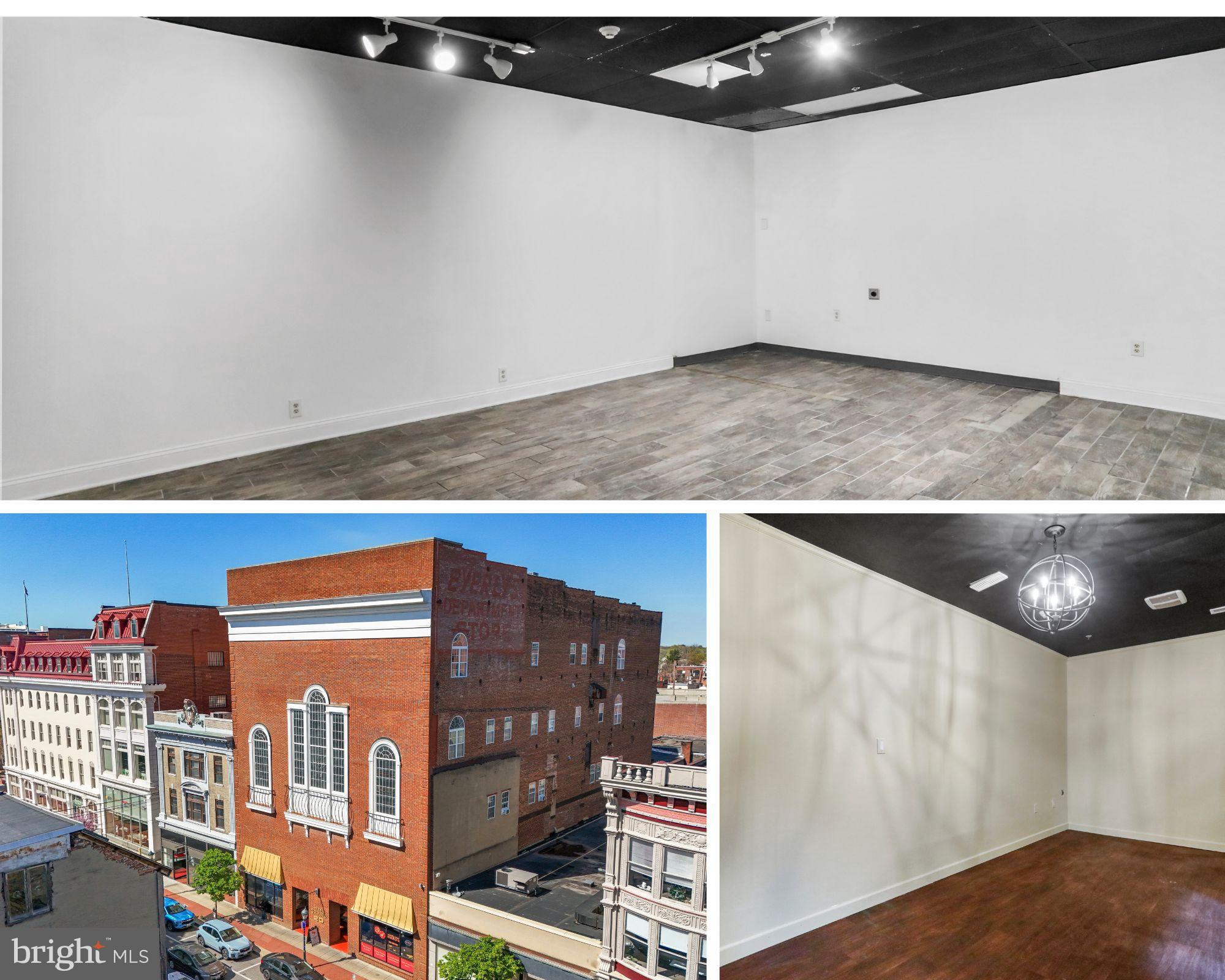 Located on the main level of the Grand Piano Building in the heart of Downtown Hagerstown, this multi-office suite offers a professional and flexible layout ideal for a variety of business uses. The suite features multiple private offices, a private restroom, and access to a secure, elevator-served building with excellent visibility and accessibility. Positioned just steps from the Square and surrounded by restaurants, shops, banks, the courthouse, City Hall, and the new Meritus Park baseball stadium, this location offers unmatched convenience in a vibrant downtown setting. Available for immediate occupancy.