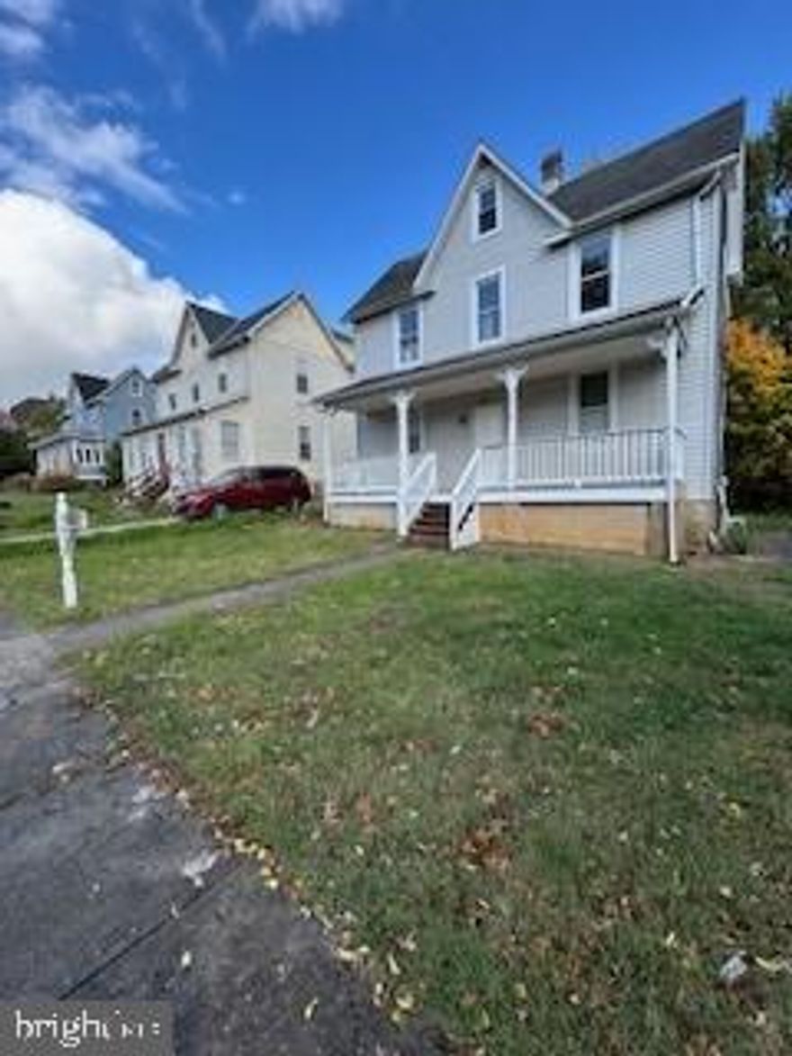 3-bedroom 1.5 bath detached home with laundry hookup on first floor, new carpeting has been added. On a quiet street with a large backyard perfect for a shed or garage.  Room to put a driveway on either side of house.