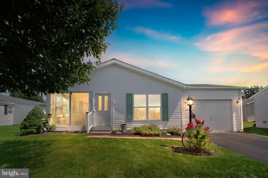 Kindly requesting an offer deadline for 3pm EST 9/3/2023
Welcome home to a lovely single nestled in the highly acclaimed 55+ community of Buckingham Springs. This charming home was lovingly maintained by its owners and it's easy to see. Enter through the converted sunroom that boasts an abundance of natural light with slider doors that open your home to an airy experience. Follow into the living room with a decorative stone fireplace that warms the heart of the home. A private secondary bedroom with a nice sized closet and a full bathroom are found off the living room situated near the open kitchen. The eat-in kitchen with newer flooring and a bar area features a large box window that's generously sunny. Just off of the kitchen is access to the laundry room and entrance to the oversized garage. Plenty of storage, an overhead attic space and a door leading to a nice green lot and side patio adorn this attached one-car garage. Another back sun room attaches to the open dining room/kitchen area and a large primary bedroom with a full bathroom, double vanity and multiple closets finish off the space. Additional highlights of the home include your chance to be a part of an "as active as you want to be" community with a clubhouse, a social room with organized clubs, bus trips and activities as well as an inground pool and amenity center. All of this awaits among this lovely single in a community located across from a popular winery, within 15 minutes from Doylestown Hospital and minutes from a pharmacy. 254 Highland Court welcomes you home.