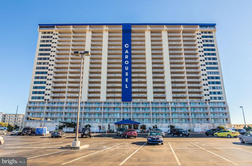 Large 3 bedroom 2 bath end unit condo is a MUST see for anyone considering purchasing in North OC.  Huge Oceanfront balcony and peaceful ocean views form the Living room, Kitchen/Dining area and Master bdrm.  Relaxing sunsets from your 3rd bedroom or den.  With outstanding rental potential this unit and building have everything you are looking for in your beach front getaway.  The Carousel s amenities are unmatched anywhere in Ocean City making it so you never have to leave the premises. They include an ice skating rink, indoor/outdoor pools, arcade/game room, bistro & coffee lounge, beach front restarurant and bar, sauna, hot tub, exercise room, 24 hour security, meeting rooms, parking garage and more!