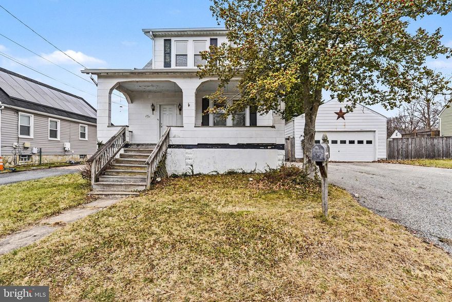 Welcome to this 3 bed, 2 full bath colonial home on a large double lot in Parkville.  This home is a blank slate for all of your creative ideas with a large covered front porch, detached two car garage/shop, large fenced in back yard w rear deck.  Inside the main floor has a main foyer, family room, formal dining room, kitchen, living room and full bath.  Upstairs is three bedrooms and another full bath, and the partially finished basement offers another recreation/living area.  This home is being sold strictly As-Is and is priced to sell.  Any inspections are for informational purposes only.