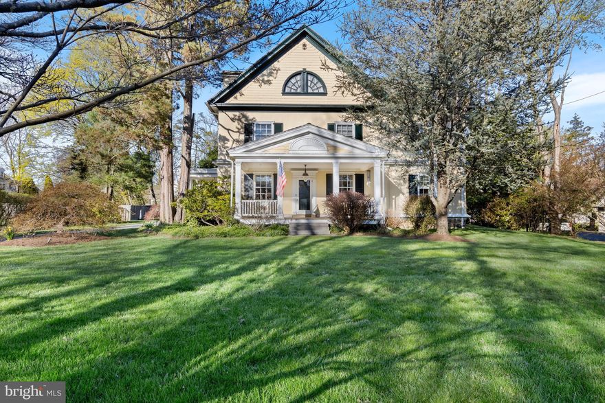Welcome to Roadside Cottage! This Devon home is anything BUT a cottage, but when Jane Gilbert Adler Embick had the house constructed in 1905 on a 1-acre lot that her Mother had sub-divided off from their 7.5 acre estate next door, that is what she named the house! What she constructed was an amazing 3-story Colonial Revival home where the perfectly proportioned, symmetrical façade facing the street greeted guests with a welcoming full-width front porch with an extended, pedimented gable roof & those lovely quarter-round windows in the 3rd floor bedroom. The front façade belies the scale of the house that extends significantly into the back yard, presenting a modest street view to a much larger home. The covered side entry is the formal entry for guests just off the driveway that leads into the gracious foyer. The driveway continues all the way to the rear of the property where the expanded, detached 2-car garage, workshop and in-law apartment are located! The entire house & the in-law apartment were completely renovated & expanded (including a complete re-wiring of the house) with exquisite detail by Toates Architecture in 2006, a leading Philadelphia-based firm that are experts in historical & traditional fundamentals. One enters into a spacious foyer with the primary staircase lit by a large northern window. The living room occupies the entire front of the house with flanking bookcases & a gas fireplace. One of the 2006 expansions was a 3-story addition off the living room, that now houses a spacious home office with French doors to the side yard. The large dining room can easily hold dinners for 18 people and has a corner wood-burning fireplace, southern windows & detailed moldings. The 2nd expansion from 2006 is a large breakfast room with French doors to a private side deck. The gourmet kitchen was also completely remodeled with Cherry & painted cabinets designed to reflect a period-appropriate design. There is a 36” Viking gas stove & a 24” Viking Wok stove with a pot filler above. The central island has a bar sink, marble counters and seating for 4 stools. The wet-wall with the sink & dishwasher faces north and has soapstone counters. A reclaimed full-height China cabinet with wood counters, glass doors & storage cabinets occupies another wall. There’s great storage & prep space! The final expansion from 2006 is the mudroom & vaulted family room. The mudroom has a walk-in closet (with a custom bench & storage wall), a walk-in pantry, a desk with storage cabinets and the 1st powder room. The family room is anchored by a wood burning fireplace on one wall, a series of bookcases & cabinet storage on the opposite wall & 3 sets of French doors to the rear stone patio, covered with a cedar trellis & wisteria! From the kitchen, one walks through the butler’s pantry with more reclaimed cabinetry or to the rear staircase, the 2nd powder room & back to the main entry. On the 2nd floor, the owner’s suite occupies the entire front of the home. There are two large closets AND a walk-through closet for ample clothing storage. The ensuite bath is amazing, with wood floors w/radiant heating, a steam shower w/ rain head, a soaking tub, 2 vanities & a W.C. The 2nd bedroom has an ensuite bath renovated in 2014. The 3rd bedroom is at the rear of the hallway, past the hall bath renovated in 2006 and the 2nd floor laundry & linen storage. The 3rd floor has 3 more spacious bedrooms, a hall bath renovated in 2006 & an ensuite bath renovated in 2014 that is attached to the most amazing space with those two ¼ round windows one sees from the street! The basement is finished with two sitting areas, a wine cellar, the 3rd powder room, a 2nd kitchen area and a space under the family room used as a casual playspace. Over the garage & workshop is a vaulted in-law suite with its own HVA/C system.  A whole house Kohler generator services the entire house AND the HVA/C for the apt.