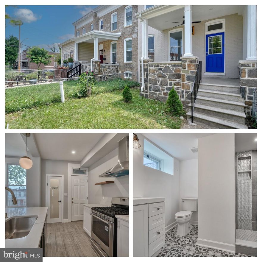 Wonderful Complete Rehab! 4 BR, 2 BA , Porchfront Townhome with Detached Garage. Open Floor Plan with lots of Natural Light! Eat in Kitchen with SS appliances including dishwasher and Walk in Pantry.  All NEW systems(HVAC, Water Heater, Plumbing, Electrical). New Roof!! Finished Basement can be used as a large 4th Bedroom or Family Room. New Washer & Dryer ! Located in the Coldstream Homestead Montebello.  Five playgrounds, swimming, basketball, baseball, football, soccer, tennis and an 18-hole golf course are all a short walk away! Close to Lake Montebello, Clifton Park and Herring Run Park. and  a block from the Tivoly Triangle Development Site.