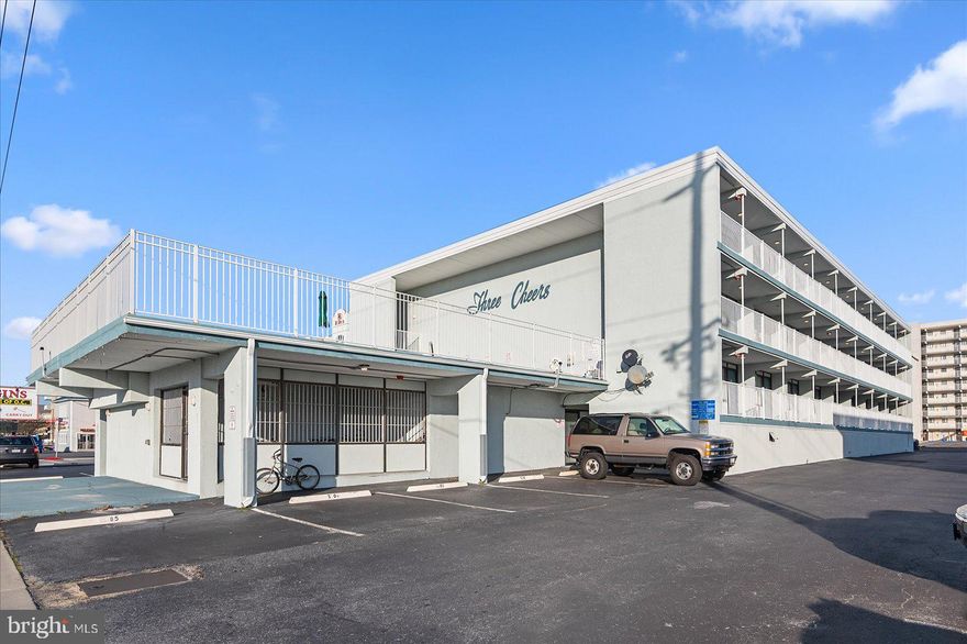 This is the beach investment property you've been waiting for! Oceanblock efficiency condo with views of the dunes and easy walking distance to the beach, waterpark, mini golf, restaurants, the boardwalk, and so much more. This unit is turn-key and ready for immediate enjoyment, or be ready to maximize rentals this summer season. Tile floors throughout, a beautiful tile shower, and an updated kitchen are all features that set this unit apart from the rest. For an efficiency condo, this unit offers a very nice size at 375 sf and abundant storage space, as well as a room divider allowing you to make two separate sleeping areas. Another great upgrade in this unit is the 40 gallon water heater, larger than the typical efficiency condo. The Three Cheers condominium boasts an outdoor pool with sundeck, bike storage room on the ground level, and one assigned parking space per unit. Whether you're looking for a budget-friendly beach retreat, fantastic rental property, or place to call home, you're sure to love unit N108 in The Three Cheers.