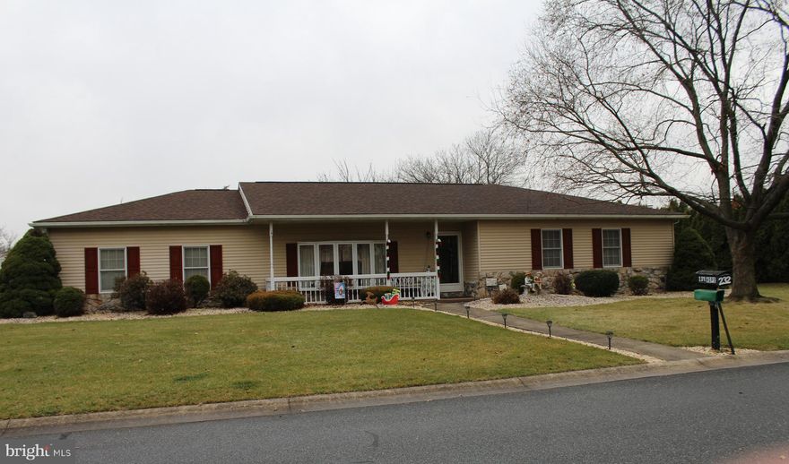 Maidencreek ranch home with many features.  Corner lot but no side walk to maintain.  Side entry garage.
Rear yard with storage shed and deck.  Interior features sunken living room with bow window letting in extra light.  Stone fireplace that was functional at one time but since room replaced in 2014, is now ornamental.  
Large dining area which is open to the kitchen.  Island or peninsula dividing this space.  Numerous cabinets for storage.  Double bowl sink.  Dishwasher, Microwave and electric range/oven.  Garbage disposal has never functioned.  Hallway leads to large Master bedroom with full bath, dressing area and large walk in closet.  The second bedroom is a nice size also.  There is a full hall bath with shower stall and also the washer and dryer.  The lower level has a large open room which has a bar area.  There is also an extra room in the lower level which was used for storage but is finished.  This area also houses the mechanicals of the home.  There is a sump pump in the corner of this room.  Sale is contingent upon seller settling on a property of their choice.