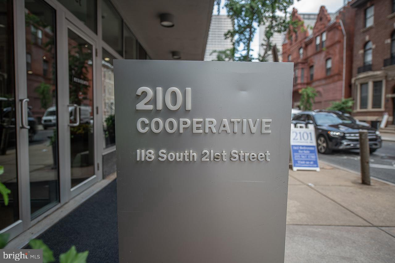 Location, Location, Location! This awesome 1 bed, 1 bath, 663 Sq Ft unit on the 6th floor is located on the west side of the building. This unit has hardwood flooring in living room , bedroom and kitchen. The 2101 Cooperative is Philadelphia's first cooperative, centrally located in Center City Philadelphia, in the city's premier Rittenhouse Square neighborhood on the corner of 21st and Walnut! This Coop has 24-hour Security & Doorman, On-Site Management & Maintenance, Amazing Rooftop Garden and Sun Deck with amazing views, Laundry Facilities in the building, Bike Rooms, a Guest Suite and PARKING is available but currently there is a waitlist. THE MONTHLY FEE INCLUDES : All Utilities including electric, heat, air conditioning, water & basic cable, All Real Estate Taxes & Maintenance of common areas. Please note You are allowed 2 Cats, a caged bird and fish. As per the by-laws, this property is CASH SALES ONLY, and NO RENTING allowed. There is a One time admin fee paid at closing. How nice would it be to walk out your door to first class restaurants, fabulous shopping, the lovely Rittenhouse Square & all the conveniences of this sought-after neighborhood. Please note this a Coop.