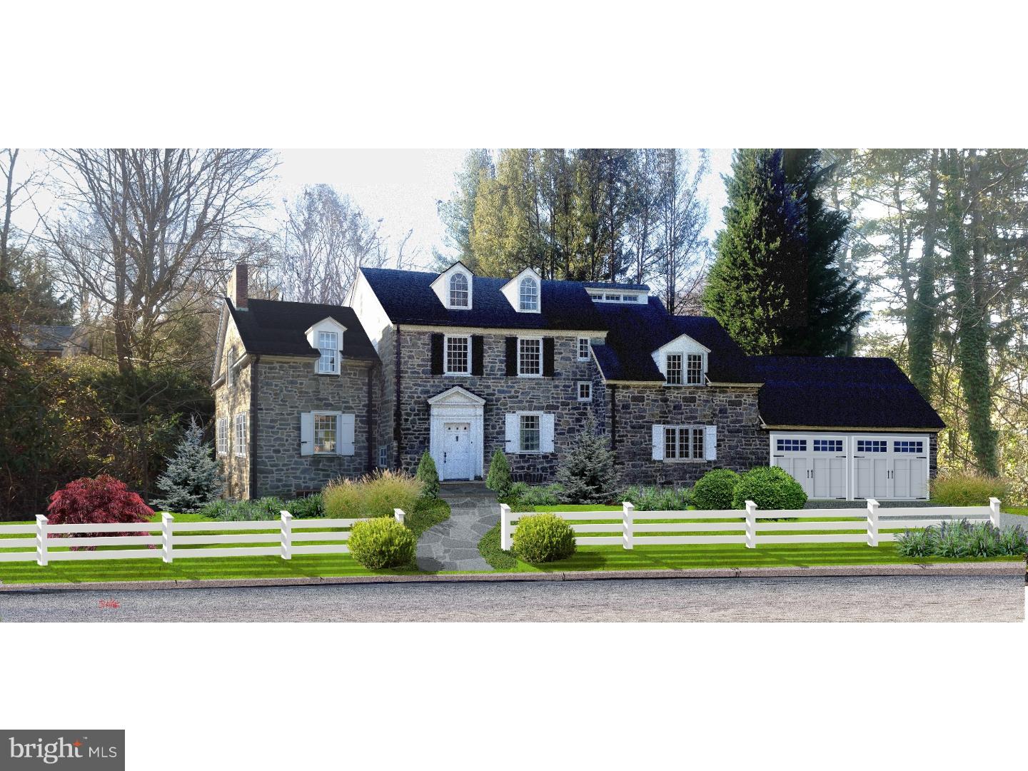 CUSTOM RENOVATION TO BE DELIVERED IN MARCH 2016. While our vision has been committed to paper - now is the time to add specific needs and wants to make it truly your home. Work directly with the developer and builder to design a one of a kind home ? your kind. Inside, the traditional layout for all 3 floors will be molded to provide: 1. an open first floor plan that contemporary buyers desire with proper flow from kitchen to family room, dining room and living room. 2: the 2nd and 3rd floor bedroom spaces, specifically the master will be crafted to provide greater size, more than adequate closets and fully renovated and enhanced bathrooms. Full scale upgrades will be made from top to bottom: basement to third floor. It will become a gas driven home for heat, water, kitchen and fireplaces. Traditional features will include colonial mill work, classic fireplace mantles, crown molding, wains coating, chair rails and beautiful hardwood floors. New windows throughout and interior structural changes will add greater light to already bright spaces. Traditional, but renovated spaces include an extra-large living room, a generous dining room leading through French doors to an expanded terrace overlooking the rear lawn. Both spaces are gracious and perfect for entertaining. An expanded full size modern appliance kitchen will now comfortably adjoin the new family room. A new and expanded first floor powder room, hall closet and storage area has been sculptured from previously less used space. The second floor features an expanded master bedroom with new bath and walk in closet, a gas fireplace, hard wood floors and great light. A generous hall linen closet is perfect for storage and a second floor laundry has been added. There are 5 additional bedrooms and 3 baths. Some of these spaces have been enlarged and/or combined to provide greater general room space and storage utility. All bathrooms are new. The lower level houses the utilities, a powder room, a newly designed recreation room, many storage closets and an exit to the rear lawn. We found great bones in this 1920's classic stone colonial nestled amongst stately old tress with a stream and waterfall in the private back yard. It is located on one of Bryn Mawrs most coveted streets in a friendly family neighborhood. If you wish to be a part of the creative process NOW is the time to contact us. 2387