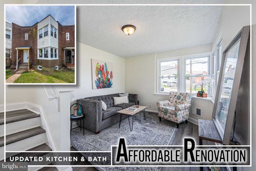 NEWLY RENOVATED & MOVE-IN READY! This charming rowhome features 3 finished levels of stylish and functional living space. Step inside to find wood laminate flooring throughout and an inviting living room perfect for relaxing or entertaining. The kitchen boasts stainless steel appliances, plenty of cabinet space, and a cozy dining area. Upstairs, you'll find 2 spacious bedrooms and a full bath. The finished basement adds a 3rd bedroom or flex space to suit your needs. Enjoy outdoor living with spacious front and rear yards—ideal for gardening, gatherings, or play. Why rent when you can own for less? Make this home yours today!