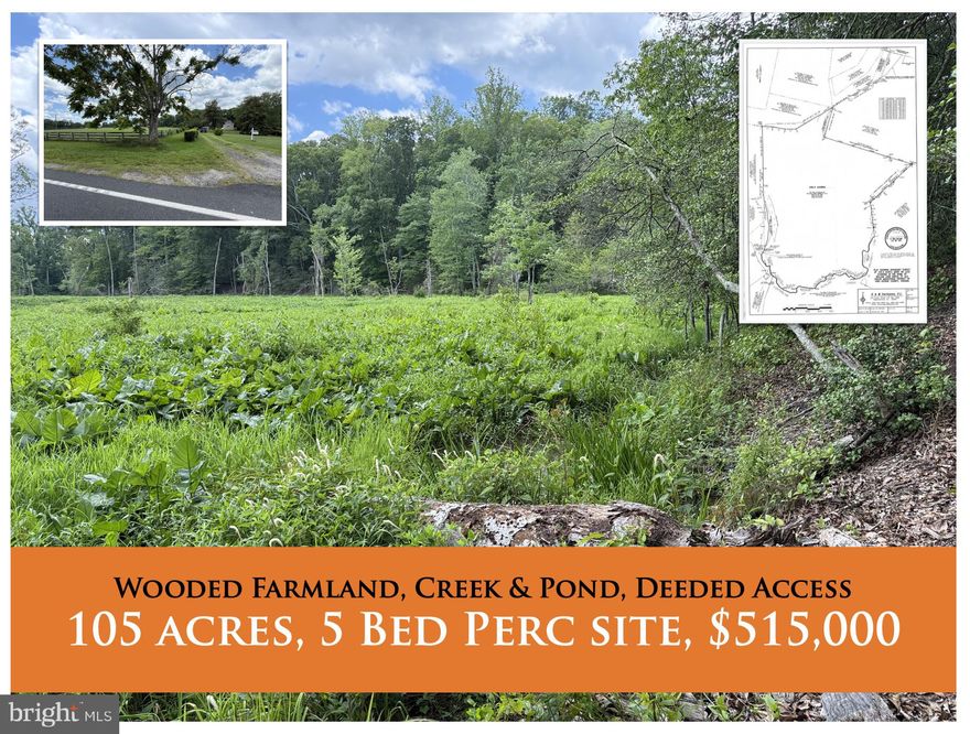 NOW SHOWING! 105 acres of untouched, idyllic, forest bordering Pine Hill Creek, boasting a large pond, old farm trails, 5 bedroom convention perk site(s), recent survey, and deeded access! Properties of this size, with these kinds of natural traits do not come around often, and the Ridge Road forrest is a unique opportunity to build the property or development of your dreams. A recent soil eval was done on the eastern portion of the land, resulting in a 5 BEDROOM PERC, and the potential for more. Recently surveyed, deeded access has been established, providing a 50-60 ft + wide easement along the neighboring farmland to the north, opening up into the 105 acre wood. The central portion of the land is uniquely FLAT for this part of the country, and presents numerous options for build sites, roads, hunting grounds, logging, and more. The crown jewel is the gorgeous creek-fed pond along the southern border, which feeds Rosier Creek and not far beyond, the Potomac River. Situated in established farm country in King George, you'll find substantial acreage all around, offering unparalleled peace and serenity. Yet, with just 4 miles to either Virginia Rt 301 or Rt 3, you are a short commute to Dahlgren, Southern Maryland, Fredericksburg, Richmond, or DC. So what are you waiting for? Let your dreams come to life at 0 Ridge Road, King George VA... today!