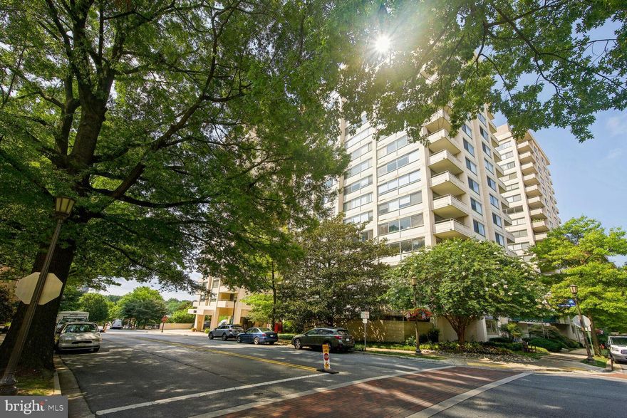 Attractive, bright, renovated studio unit at The Willoughby with an updated kitchen and dual-entry bathroom. The kitchen has an opening to the living/dining area bringing in additional light and allowing it to feel more connected to the main living area. Newly installed vinyl plank flooring adds to the unit's appeal giving it a modern feel. Windows spanning the width of the unit let in plenty of light and make the unit feel very spacious. Lots of closet space with a walk-in closet connecting the bedroom area with the bathroom and a separate linen/hall closet just outside the kitchen. The Willoughby has a gym, outside pool, library, and on-site convenience store. Very convenient location. A short walk or take the shuttle bus to the Metro. Whole Foods Market and lots of other retail within a short walk.