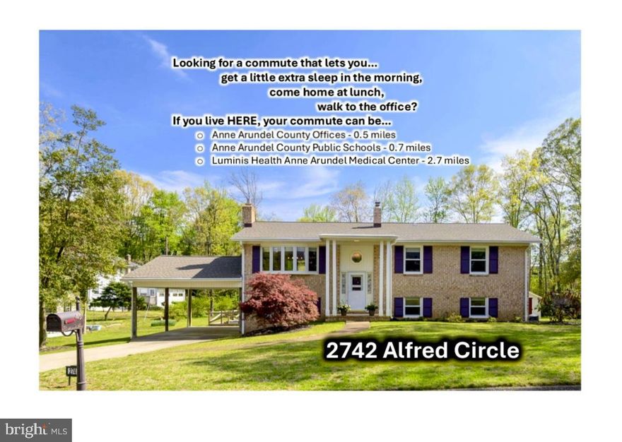Welcome to Riva Woods– an exclusive 51-home community surrounded by mature trees, established landscaping, wide roadways, and generous lot sizes that provide an abundance of privacy. This charming neighborhood is ideally located just minutes from Annapolis Town Center with upscale shopping, dining, and provides direct access to major commuter routes. This property sits on a peaceful cul-de-sac with a vast yard and driveway featuring an oversized double carport. You will be delighted to find this meticulously maintained home "move-in" ready, with a harmonious blend of traditional and modern elements. The kitchen and bathrooms were thoughtfully renovated with a disciplined neutral palette combining functionality and style. The desirable ﬂoor-plan offers living and dining areas that ﬂow seamlessly, perfect for entertaining guests or quiet time with family.  This home features stunning hardwood ﬂoors, new windows and doors. The living room greets you with a glorious bay window, beaming with natural light, framing the lush and beauty of the outdoors. The refined kitchen design (2025) provides a clean, sleek aesthetic with elegant quartz countertops, 42-inch cabinetry, and stainless-steel appliances. A 12x16 Trex deck (2023) off the kitchen provides a tranquil space for summer grilling or morning coffee. The primary suite includes a bright remodeled bath with contemporary ﬁnishes, while two additional bedrooms and full hall bath round out the upper level. The upper level has ample storage space with two closets in each bedroom. The inviting lower level is highlighted with a gas fireplace (2021) and embracing custom-painted brick wall, providing a pleasing interplay of color, texture, and pattern. This spacious family room area has glass doors leading out to your expansive backyard. The lower-level also includes a remodeled half-bath (2023), a laundry area, HVAC (2016), water heater (2018), ready-to-use storage space, and a cleanly finished multi-purpose room (office, fitness, etc.). Enjoy being outside with a large, level yard, patio, and a gorgeous fenced in garden to enjoy fresh herbs, fruits and vegetables. Thoughtful upgrades have made this property weather ready with a new roof (2022), gutter guards, removal of old trees, and extended underground downspouts (2024) leading to the rear of the property. There is also a 10x14 Amish-built shed (2018) for your outdoor storage needs. Don’t miss this rare opportunity to live the Annapolis lifestyle in a well-maintained, upgraded home, in a quiet and beautiful neighborhood.