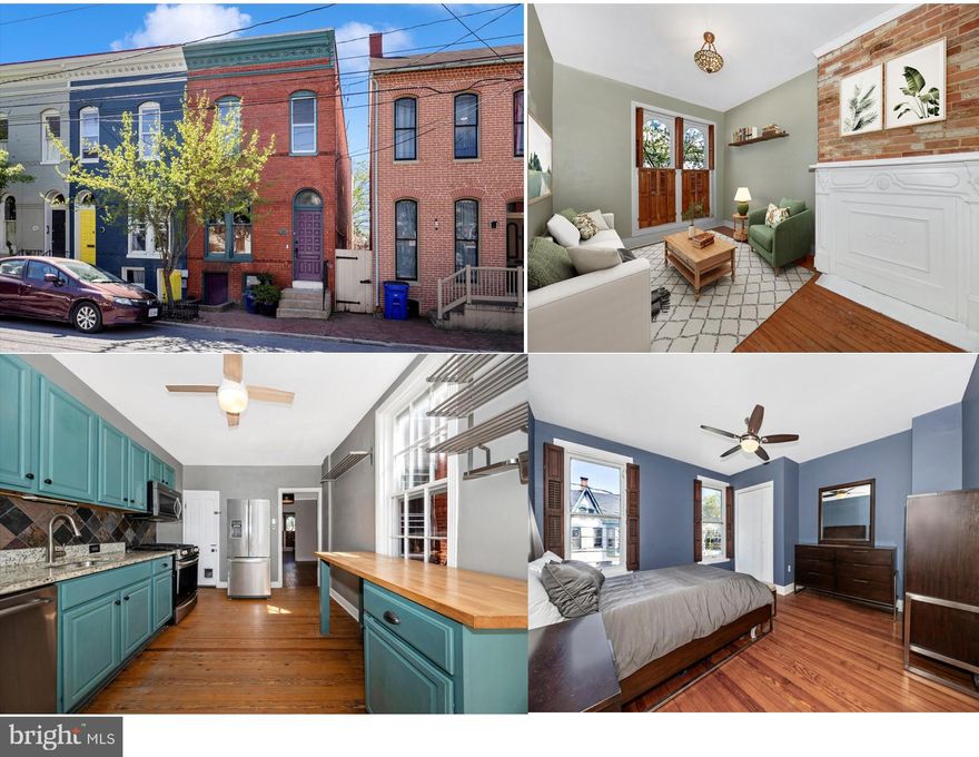 Nestled on a quiet residential street in the heart of the Frederick Historic District, this 1900s Federal style rowhome blends historic character and modern updates with original hardwood floors throughout the home.   Walk down the street to the Farmers Market, vibrant art galleries and restaurants and enjoy all that City living has to offer in Frederick!  
The main level, with exposed brick and crown molding, offers an open floor plan flowing from the living room, dining room to the updated and sun-filled kitchen.  Everything has been freshly painted in neutral colors throughout the home. The kitchen has stainless steel appliances, granite counter tops, a gas stove with grill top and a separate butcher block workspace.  A bonus updated full bath, along with a washer/dryer, complete the main level.
Step outside to your backyard retreat featuring a brick patio with a deep fenced in backyard with a stone path leading to a firepit.  Perennial flowers will be popping up in time for Spring and Summer along with raised garden beds to grow your own vegetables and herbs.
Upstairs, you will find a spacious primary bedroom that overlooks the street from the front of the house and includes a large closet.  (Owner is offering the furniture outside of the sale of the home) The second bedroom also has a deep closet and the third bedroom is currently used as an office.  Access the porch from the third bedroom for your morning coffee and a beautiful view of your back yard oasis.   The full bath on this floor has also been updated.
The dry basement has a concrete floor, abundant storage space, a washing machine, sump pump and radon remediation system, for added peace of mind. 
This home is the ideal opportunity to enjoy the very best of downtown Frederick Living!