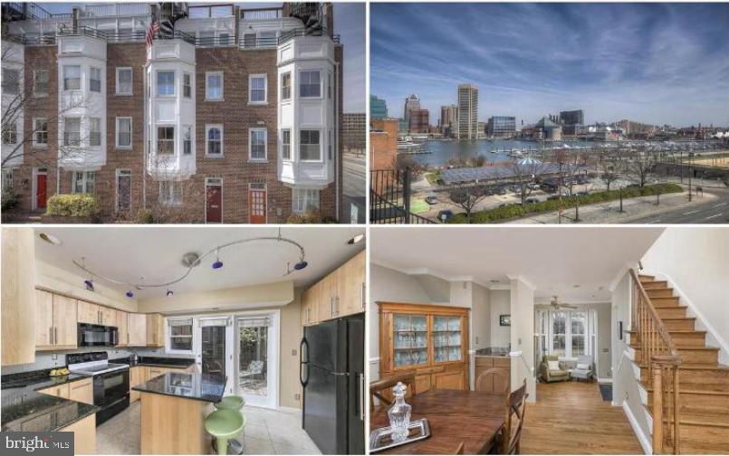 A four-story townhome steps from the Inner Harbor in Federal Hill. The home has two bedrooms, two and a half bathrooms, two living areas and a large dining room with wet bar. A quiet, but gorgeous park backs up to the house and the rooftop deck boasts the best views of the harbor and city. The first floor has a living space, half-bath, and kitchen with dishwasher, refrigerator, and granite countertops. The kitchen opens up to a private outdoor space with room for a grill and seating area. The second floor has a second living space with working wood fireplace and large dining room with wet bar. This floor faces the flower-filled park behind the home. The third floor is the master suite with lots of closet space, full bathroom, and double sink. The fourth floor has the second bedroom, a full bathroom, and office area with lots of light. The small deck on the fourth floor leads to the tremendous views of the Inner Harbor, M&T Bank Stadium, and Federal Hill Park from the large rooftop deck. There are hardwood floors throughout, and the basement provides lots of storage, and a washer and dryer.
