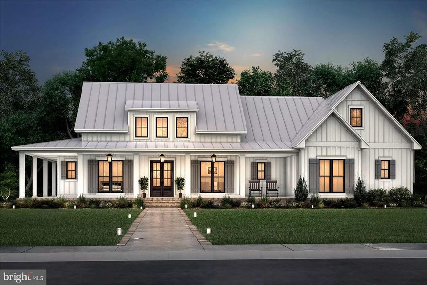 To-Be-Built Luxury Farmhouse on 3 Wooded Acres
Welcome to The HARRISON, a beautifully designed modern farmhouse by South Run Designs, a premier custom builder based in Fauquier County, VA. Set on 3 private wooded acres, this home offers the perfect blend of refined country living and thoughtful design.

This single-level home features approximately 2,428 sq ft, 3 spacious bedrooms, 2 full baths plus a half bath, and soaring vaulted ceilings that create an open, light-filled living space. The open-concept great room flows seamlessly into a chef-inspired kitchen, ideal for entertaining or everyday living.

The primary suite is a true retreat! Wraparound porch also accessible from the family room—perfect for morning coffee or evening gatherings. A dedicated home office, generous laundry room, and 2-car garage add functionality and flexibility.

Front and rear porches invite outdoor living, with endless opportunities to personalize finishes and upgrades to match your vision. Photos may reflect similar homes and optional features. Pricing subject to final selections and site conditions. Plans and renderings by The House Designers The Harrison Farmhouse Plan. Other floor plans are available.