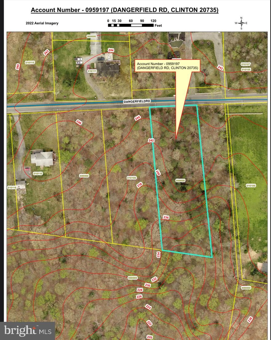 This is a rare opportunity to own a spacious 1-acre wooded lot located on Dangerfield Road in Clinton, Maryland. Surrounded by mature trees in a well-established residential area, this parcel offers both privacy and potential. Whether you're looking to build your dream home or invest in future development, this land provides a serene natural setting with the convenience of nearby amenities.

The lot is ideally situated less than one mile from MedStar Southern Maryland Hospital Center and offers quick access to major highways including I-95, Route 5, and US-301. Its proximity to shopping centers, schools, dining, and community services makes it a highly desirable location. The area is also just a short drive from Washington, D.C., and Joint Base Andrews, making it convenient for commuters or military families.

This property is zoned for residential use. Water service is provided by public utilities, while sewer is privately managed. Prospective buyers should be aware that a septic system percentage test will be required as part of the due diligence process to ensure the property is suitable for residential development or construction.

This property is perfect for builders, homeowners, or investors seeking a quiet yet connected space to develop.

Agents and buyers are encouraged to conduct their own research and due diligence. Please verify zoning, utility access, septic system requirements, permitted uses, and all other relevant factors with the county before making any decisions.