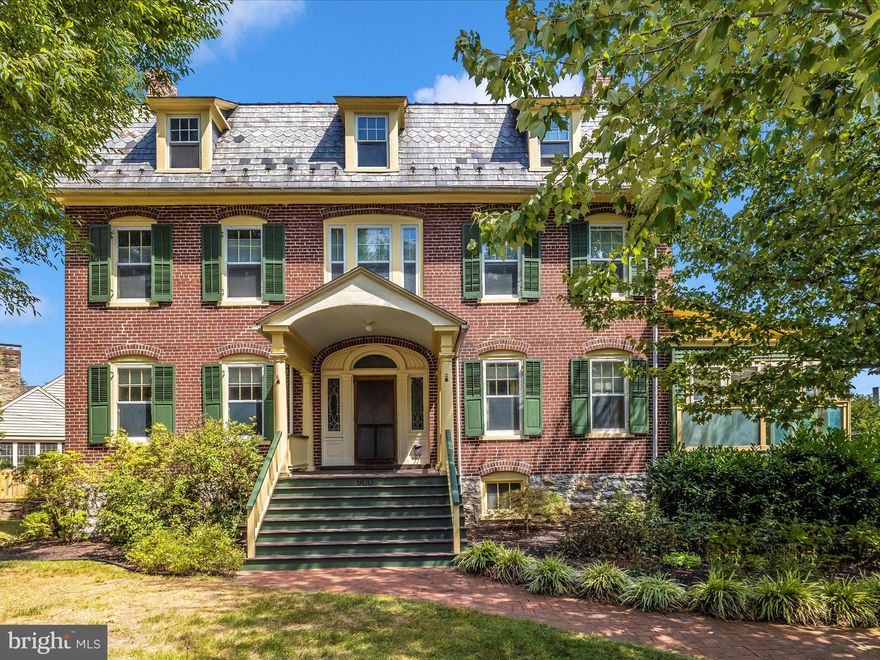 STATELY ALL- BRICK FEDERAL HOUSE BUILT IN 1910,  SITS VERY IMPRESSIVELY ON CORNER LOT ON DESIRABLE STREET IN THE NORTH END OF TOWN.  THIS HOME IS LOCATED IN  THE  HISTORIC DISTRICT.   FRONT STEPS LEAD YOU UP TO  AN IMPRESSIVE FRONT DOOR FLANKED BY LEADED GLASS SIDE PANELS.   FORMAL  DOUBLE DOOR ENTRY WAY.  TWIN COAT CLOSETS.  9 FOOT CEILINGS..  FORMAL LIVING ROOM  W/FIREPLACE POCKET DOORS TO COZY LIBRARY AND  CUSTOM BUILD-IN FOR YOUR COLLECTION OF BOOKS.  FORMAL DINING ROOM. HAS FRENCH DOORS WHICH LEAD OUT TO A SUNROOM WITH SOUTH /EAST EXPOSURE. IMPRESSIVE STAIRCASE HIGHLIGHTED BY STAIN GLASS WINDOW AT THE LANDING. HARDWOOD  FLOOR THROUGHOUT. 4 BEDROOMS. 2 1/2 BATHS  PLUS A  SLEEPING PORCH. MANY POCKETS DOORS. LARGE FAMILY RM WITH BUILT-INS  OFF FOYER. AND KITCHEN.  THERE HAVE BEEN  MANY UPDATES OVER THE YEARS BUT WITH SOME TLC,  ( PAINT AMD REFINISH THE FLOORS) THIS  HOME COULD BE A SHOWPLACE!  BASEMENT HAS  17 FT HIGH  CEILINGS  WITH STONE WALLS AND MULTI ROOMS.  THIS AREA HAS GREAT POSSIBILITIES!  ONE ROOM WITH DIRT FLOOR WOULD BE PERFECT WINE ROOM. SLATE ROOF HAS BEEN MAINTAINED YEARLY.  VERY SPACIOUS WALK-UP ATTICE WITH CEDAR CLOSET AND EXTRA STORAGE ROOM. MANY ARCHITECTURAL  FEATURES  USED  IN THE PAST REMAIN WITH THE PROPERTY STAY WITH THE PROPERTY.
 OH THE POSSIBILITIES!!! THIS COULD BE ON THE NEXT HOUSE & GARDEN TOUR.!!!