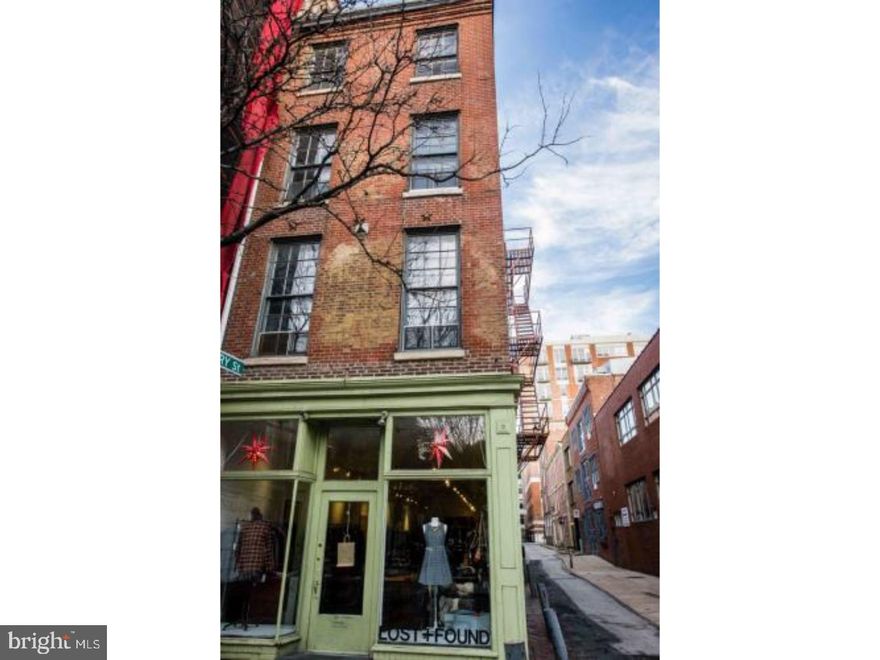 Handsome corner multi-unit building in prime Olde City location. This building consists of a storefront and three loft-style 1 bedroom apartments. Great income property or excellent opportunity to convert to condos! The first floor commercial space is currently "Lost & Found" clothing store, offering a big wide open space, rear storage room and interior access to basement and a rear first floor studio room. The second floor apartment is a 1 bedroom, 1 bath, consisting of approx. 1500 sf with nice eat-in kitchen, full tile bath, wide open living area with refinished pine floors and high ceiling, plenty of natural light and a nice bedroom with 2 closets, carpeting and laundry. The third floor front is a bi-level 1 bedroom with nice maple kitchen with island bar counter, pine floors, exposed ductwork, several windows and steps up to the dramatic bedroom with pine floors and full bath with soaking tub. The third floor rear is a bi-level 1 bedroom with foyer area, wide open living/dining room and kitchen with 4 windows, exposed beams, tile backsplash, laundry and walk-in closet. Spiral steps lead up to the big wide open bedroom with 4 windows, pine floors and double closet. This floor also offers a full bath and open rear area. The common basement offers 4 gas hot water heaters, 3 gas heaters (radiator), an oil heater (radiator for 1st floor), 5 electric meters and 2 electric hot water tanks (one for the store, one for the studio.) The three apartments are separately metered and each offer their own gas hot air heat with central air and electric hot water tanks. Please note rear studio not zoned but rented for $450 verbal month to month. Located in the new and booming tech district!