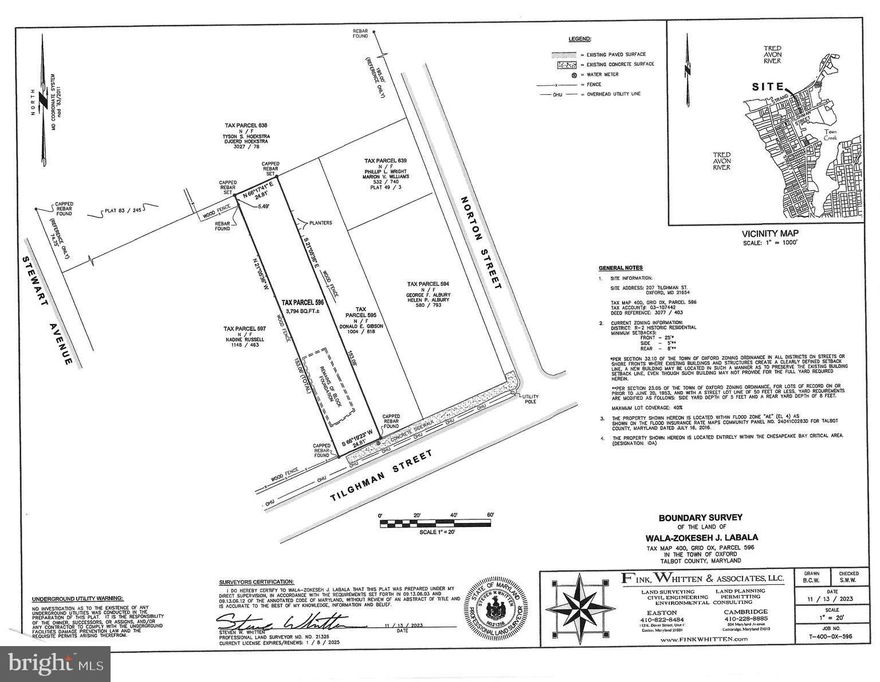 Located 2 Blocks from the Tred Avon River in Historic Oxford this Unimproved Lot of Record awaits.  Please call Town of Oxford Planning and Zoning, 410-226-5122 for their opinion on moving forward.  It appears there is an understanding that an Impervious Surface Coverage of 1,400 sq.ft. is possible.  Approval from both the Town and Historic Commission is needed for build ready status.  Seller is aware of “the process” and willing to collaborate with a likeminded serious Buyer. Recent Lot on Stewart Steet I just sold with a similar profile.