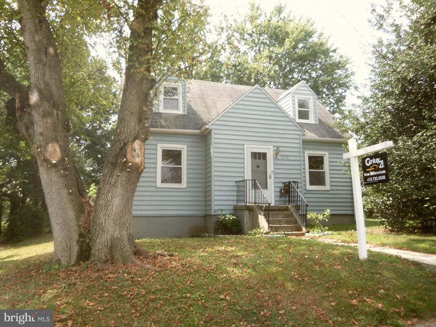 Great starter home in the heart of Laurel.  3 bedroom 2 bath cape is freshly painted, new a/c compressor, new carpet, new countertops. Huge back yard with parking available, full basement, all appliances, ceramic floors and priced to sell. Upstairs is entire master suite. Great investment or perfect for a first home. Structurally sound and  As is. Pretty cute, has a great yard.