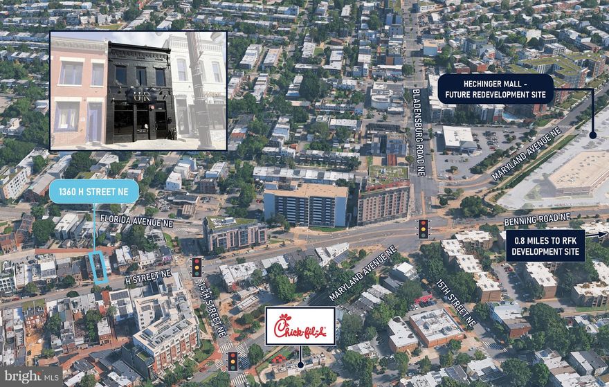 Delivered 100% vacant turnkey restaurant/lounge on the 1300 Block of H Street NE

Recently renovated and currently operating for a strong foundation for a new operator’s concept

Frontage on H Street NE and strategically located between Union Station and the upcoming 170-acre redevelopment of RFK Stadium

Attractive SBA financing available for an owner/user looking to leverage the existing improvements