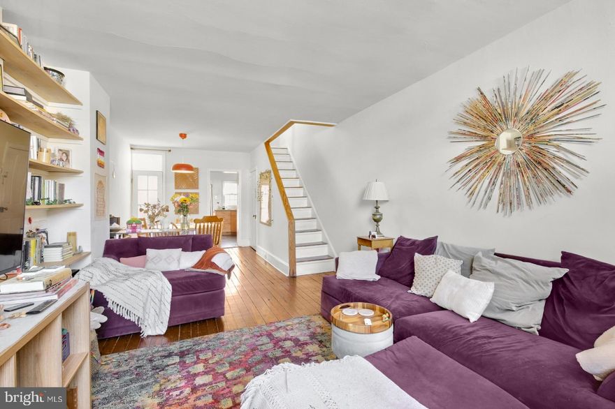 This charming West Powelton home features 2 Bedrooms and 1 Bathroom. Enter into the bright generously sized open-concept living / dining room where  hardwood floors that flow throughout. Continue  into the modern kitchen which showcases updated cabinetry,  subway tile backsplash,  stainless steel appliances and gas cooking.  The kitchen door provides access to the private patio complete with brick pavers, providing the perfect space for outdoor relaxation and entertaining during the warmer months! On the 2nd level, slide open the glass paneled pocket doors and step into the spacious full bathroom where tiled floors, exposed brick accent wall, clawfoot soaking tub, and  separate subway tiled stall shower add character and warmth to the space. Situated further down the hall is  the first of 2 bedrooms. This nicely sized bedroom has 2 large windows,  wall shelving, hardwood floors and a closet for ample storage. The primary loft style bedroom has hardwood floors, 4 windows for plenty of natural light, a built-in armoire and spans the entire 3rd level!  Additional features include: Unfinished full basement with washer & dryer;  recessed lighting throughout and Forced Air Heating / Central Air. Conveniently located minutes from Drexel University, University of Pennsylvania, and Penn Presbyterian Hospital and Saunders Park.